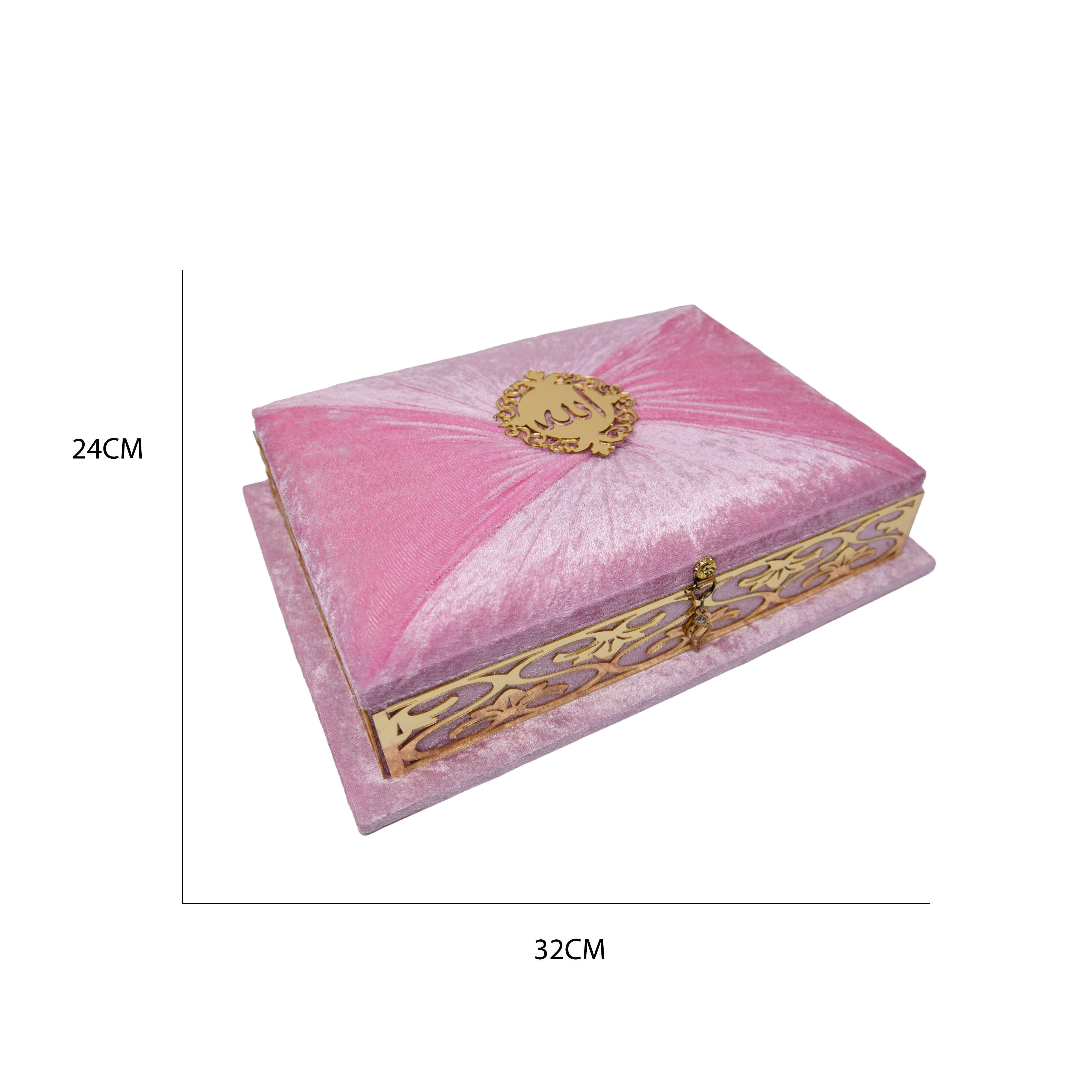 Large Velvet Quran Gift Set Pink 19350