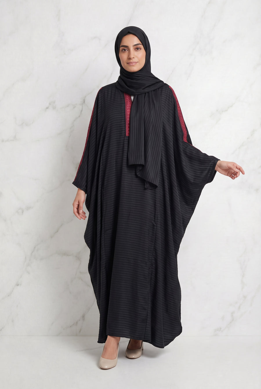 Striped Abaya Black 1042