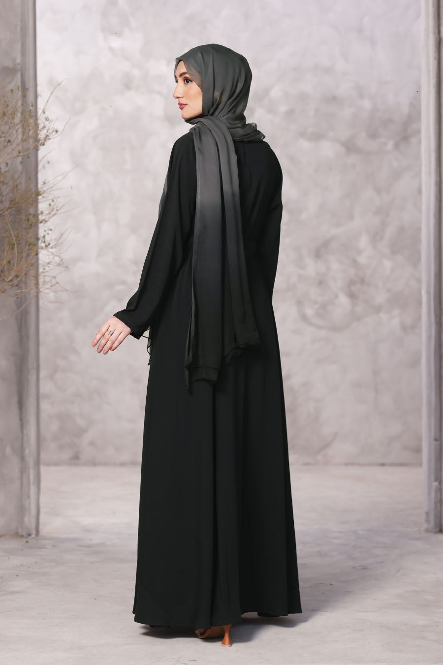Lace Tassel Abaya Black 1044