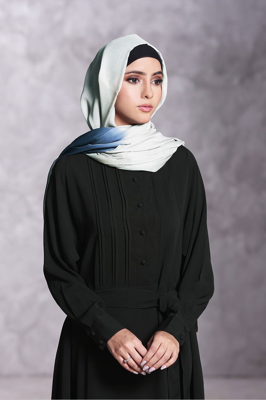 Classic Buttoned Abaya Black 1073