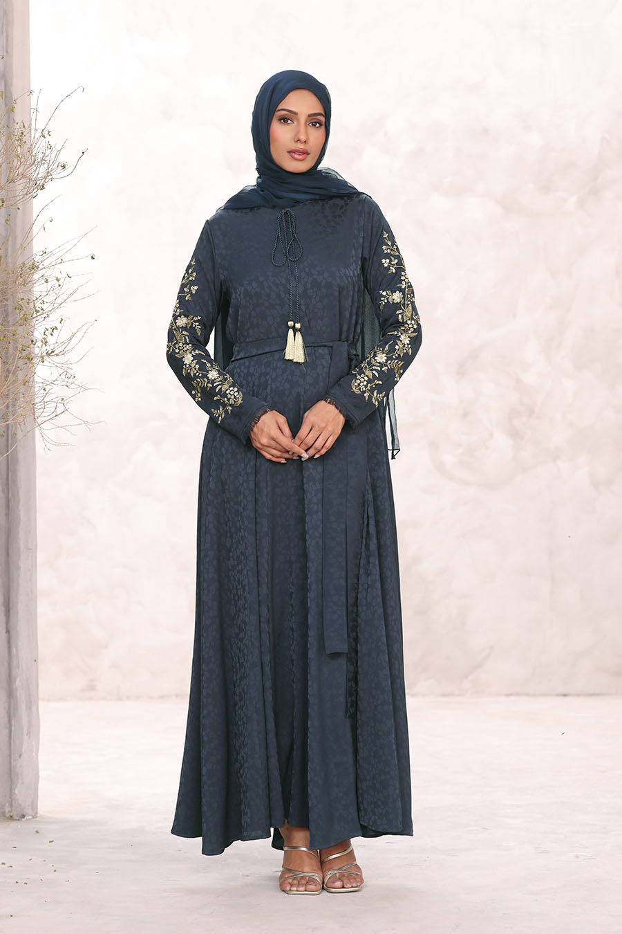 Mosaic Pattern Abaya Navy 1028