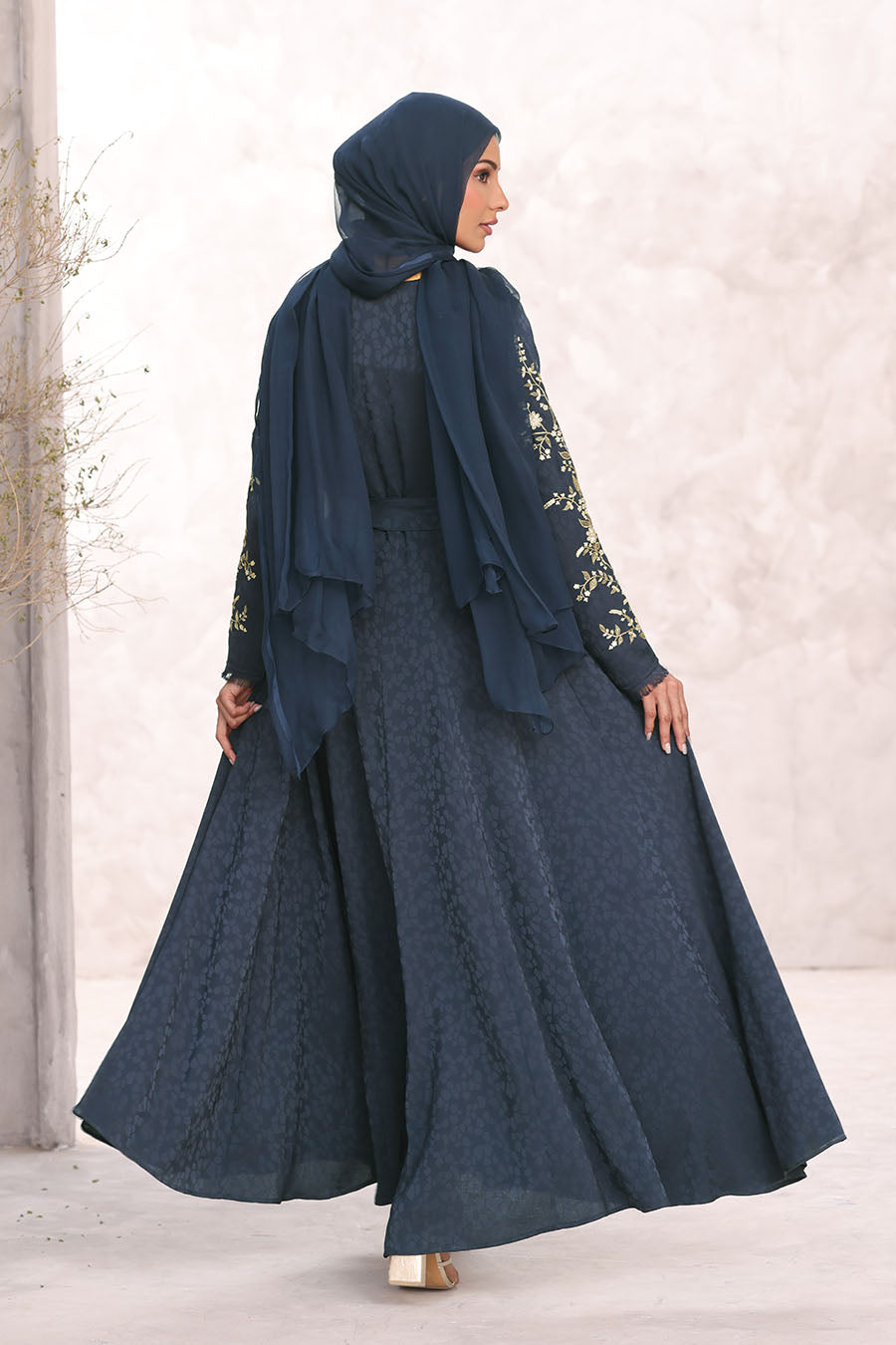 Mosaic Pattern Abaya Navy 1028