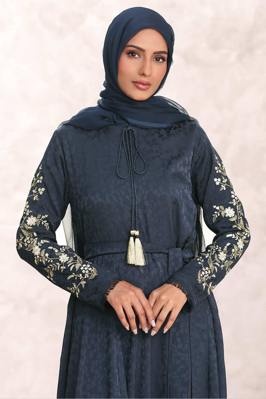 Mosaic Pattern Abaya Navy 1028