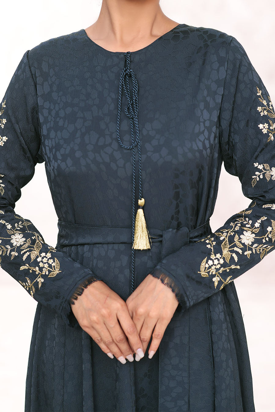 Mosaic Pattern Abaya Navy 1028