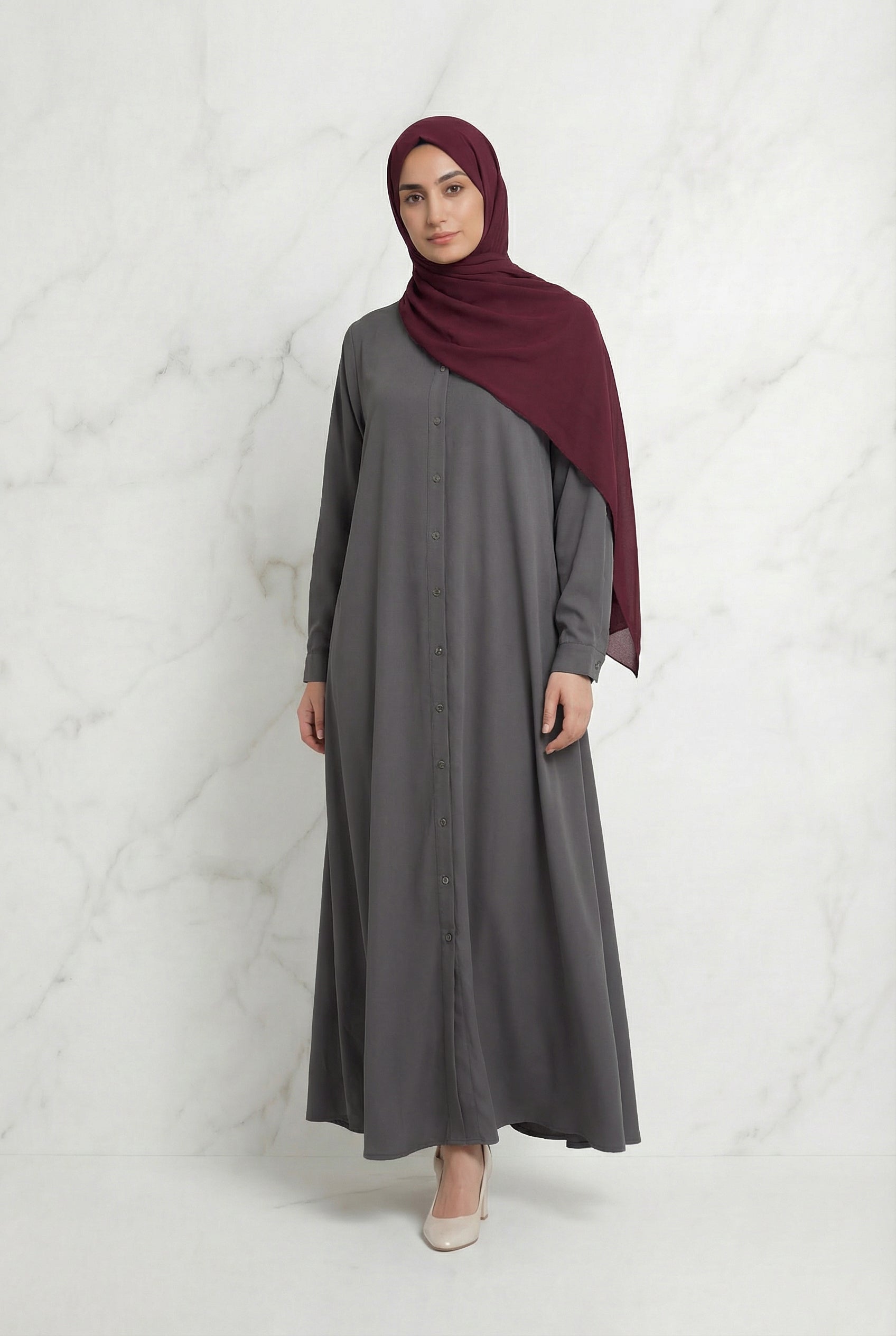 Buttoned Down Abaya Grey 28A