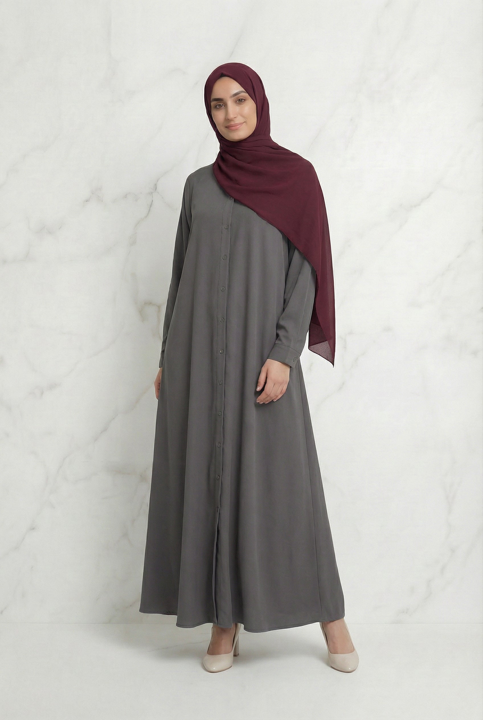 Buttoned Down Abaya Grey 28A