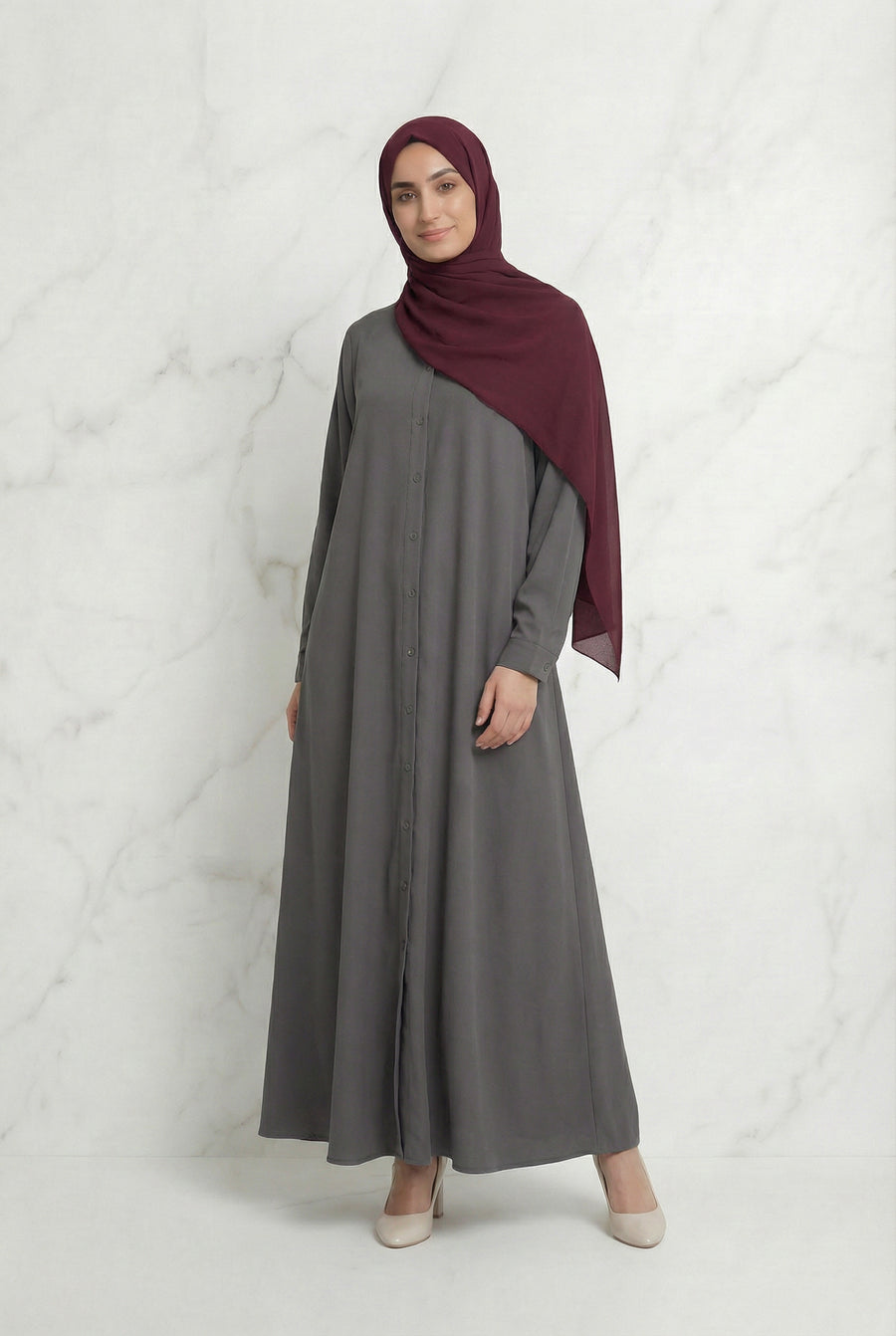 Buttoned Down Abaya Grey 28A