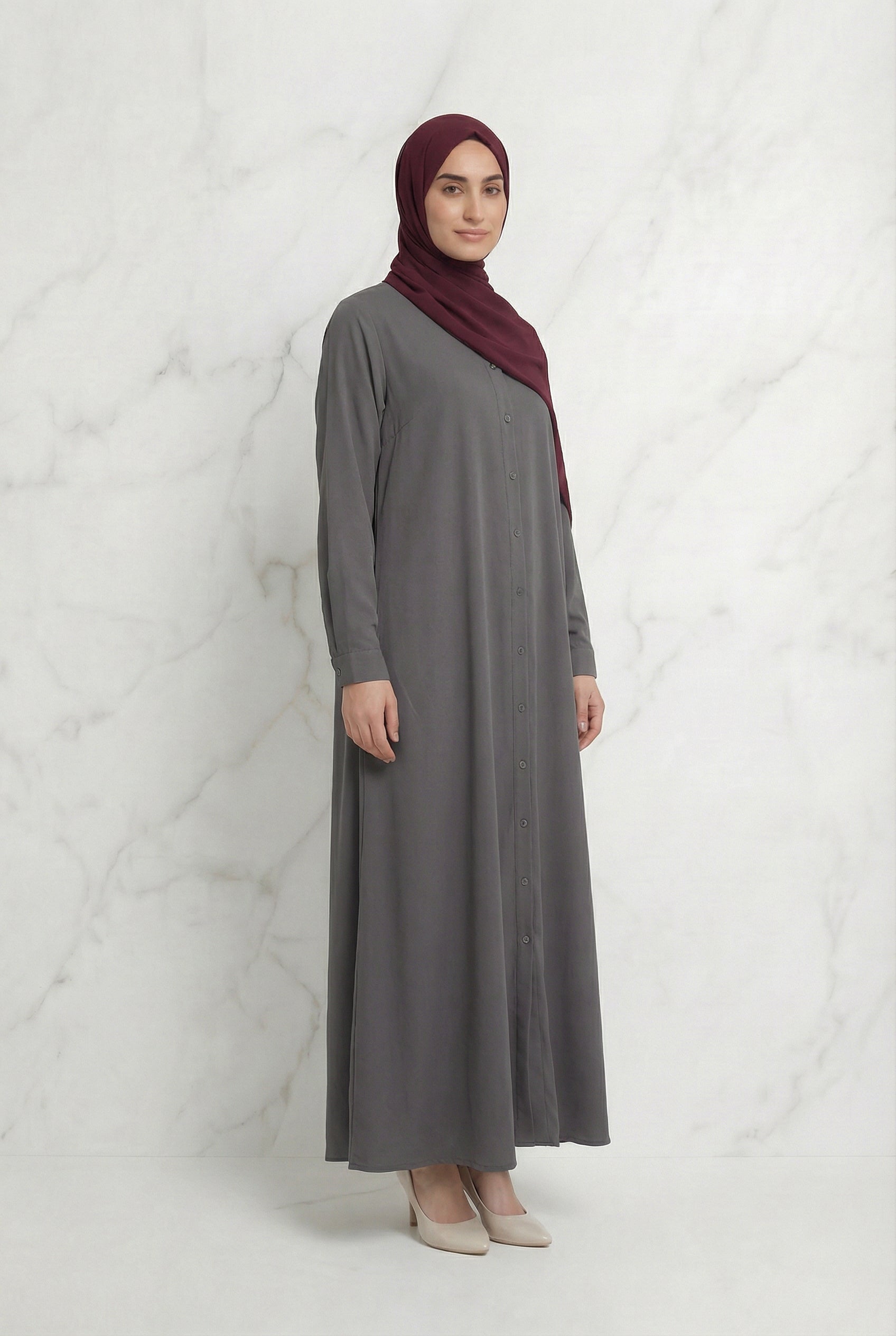 Buttoned Down Abaya Grey 28A