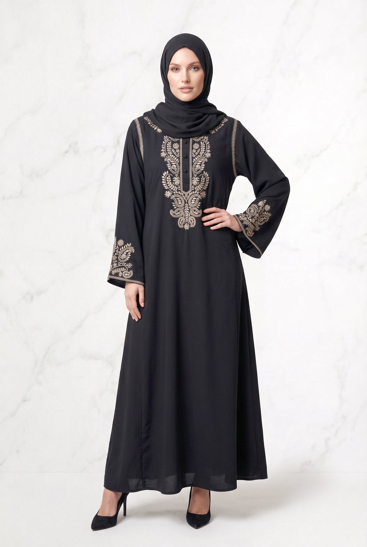 Sumayya Embroidered Abaya Black 939