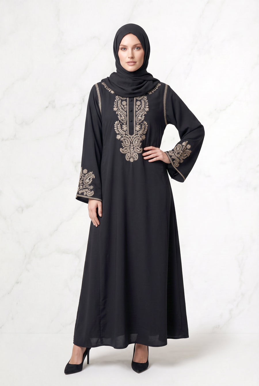 Sumayya Embroidered Abaya Black 939