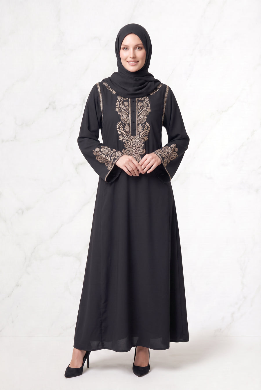 Sumayya Embroidered Abaya Black 939