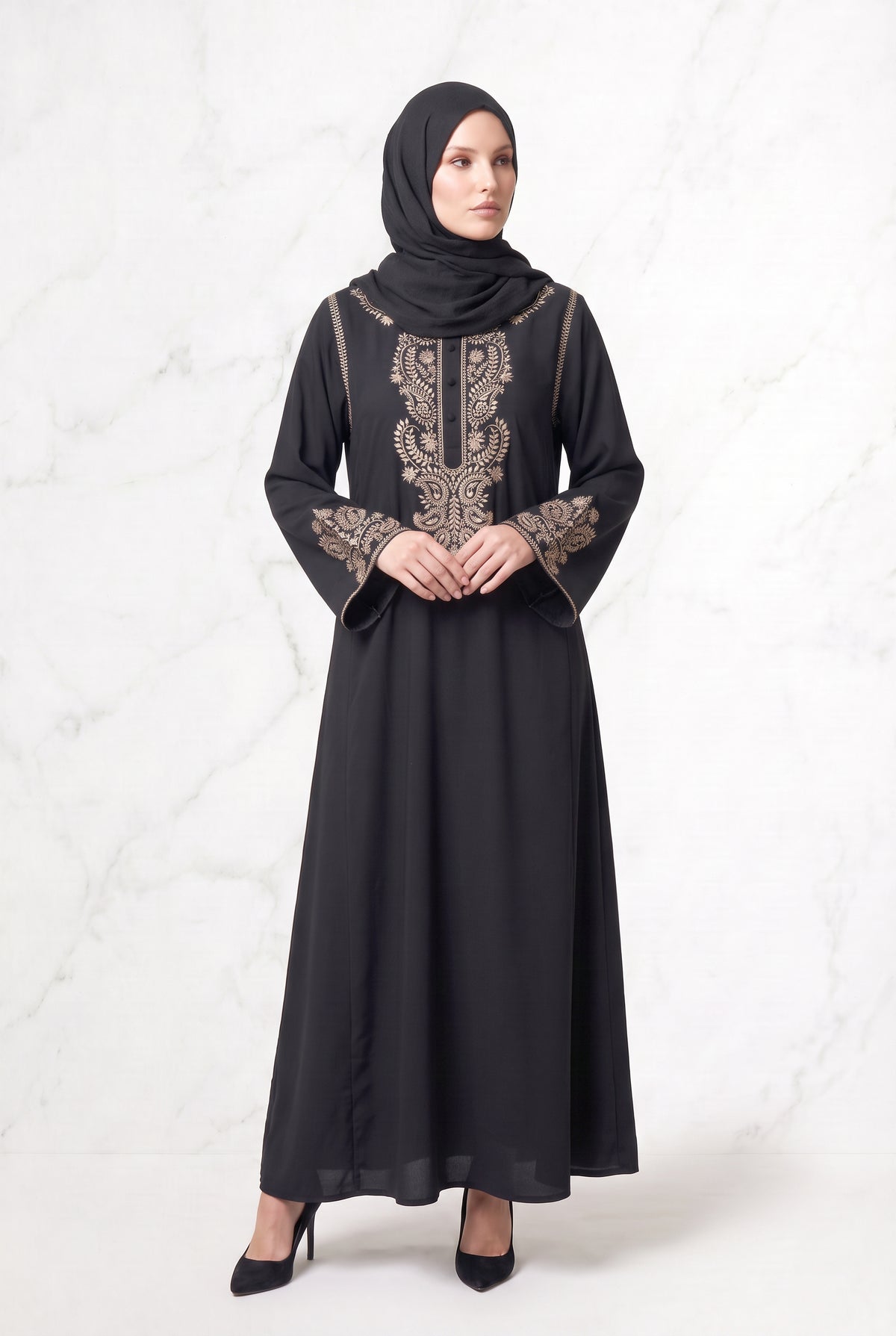Sumayya Embroidered Abaya Black 939