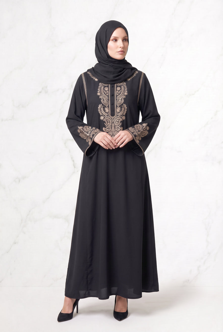 Sumayya Embroidered Abaya Black 939