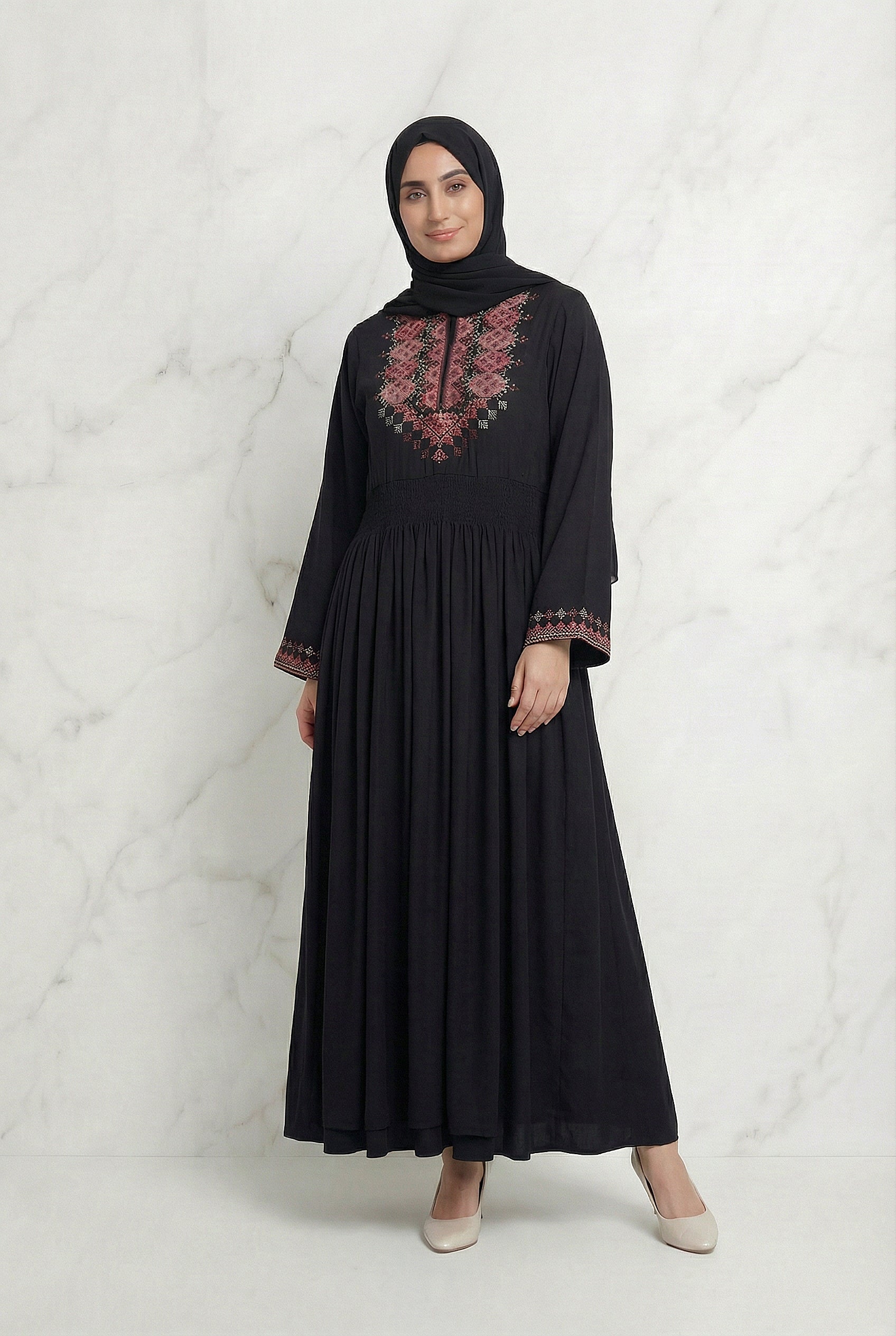 Tahira Threaded Abaya Black 942