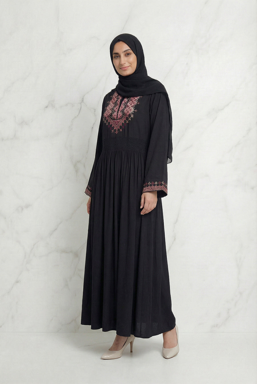 Tahira Threaded Abaya Black 942