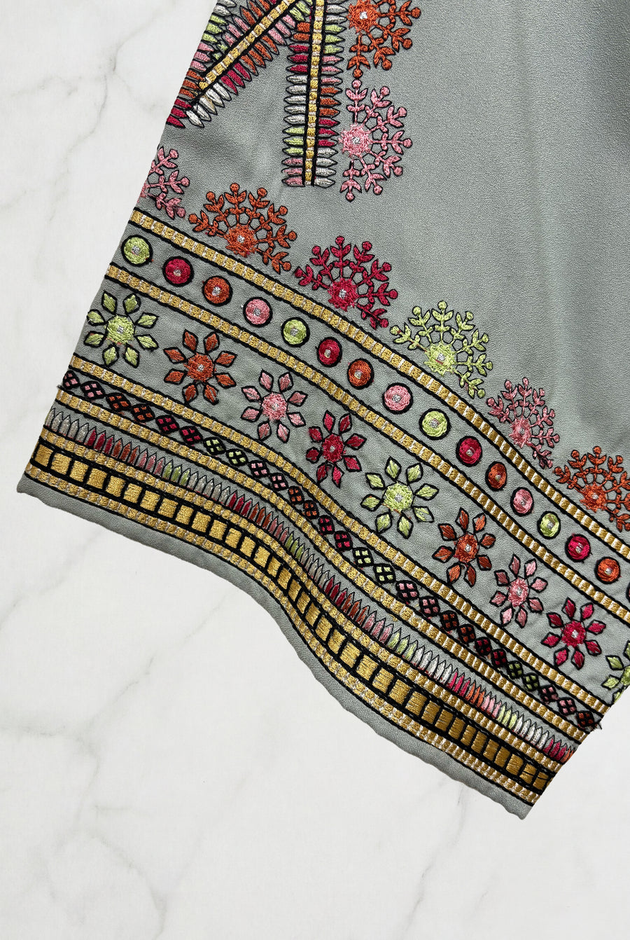 Embroidered Tasselled Abaya Mint Green 947
