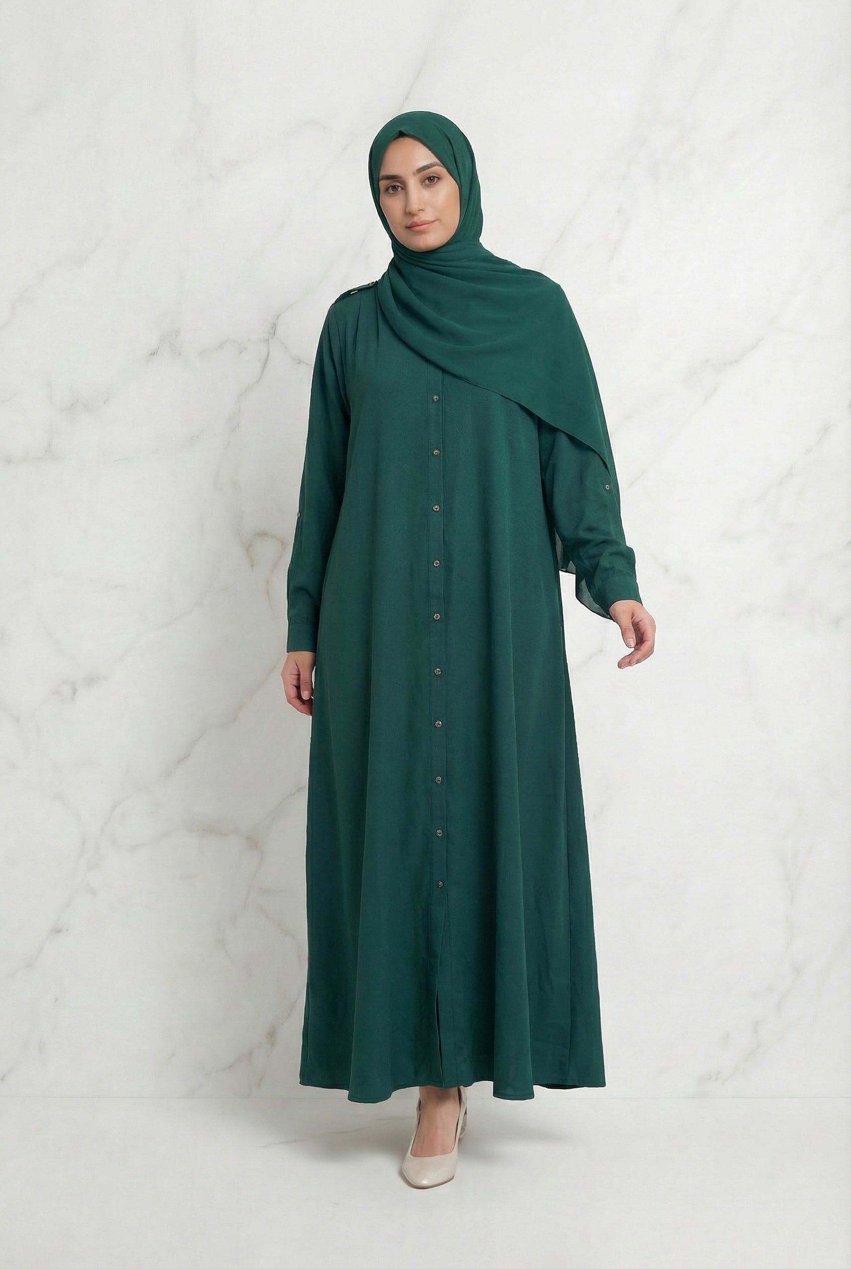 Buttoned Down Abaya Green 28A