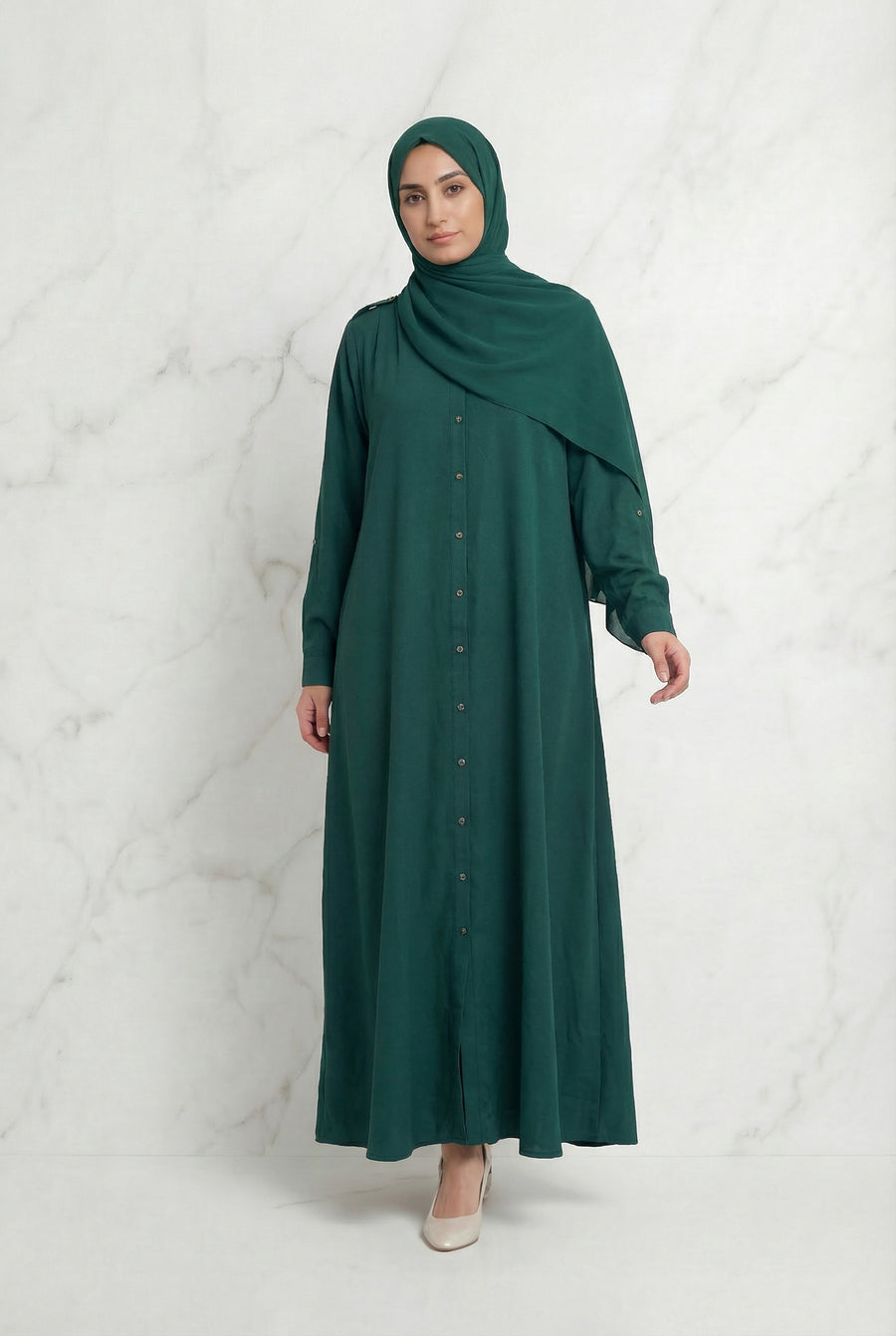 Buttoned Down Abaya Green 28A