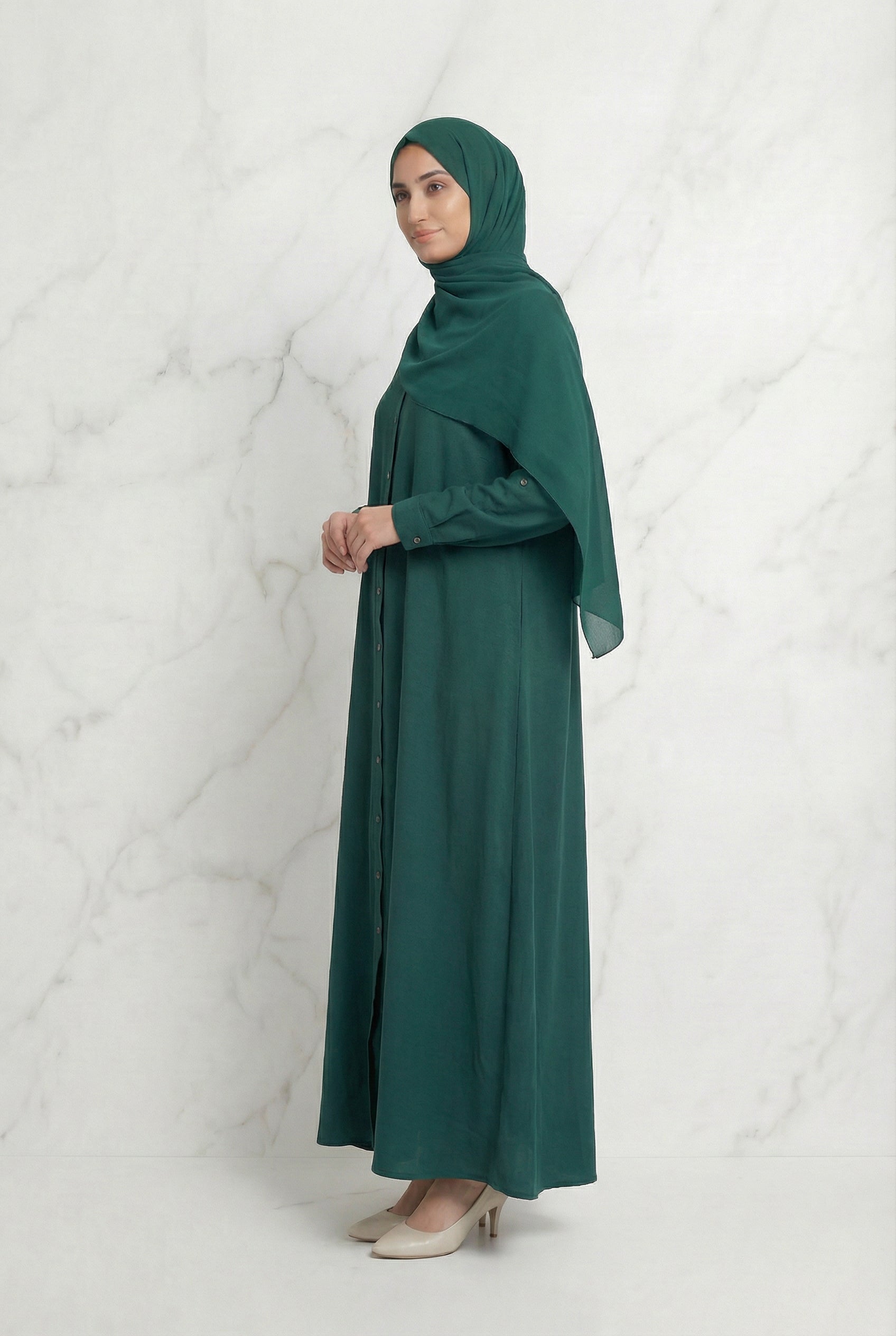 Buttoned Down Abaya Green 28A