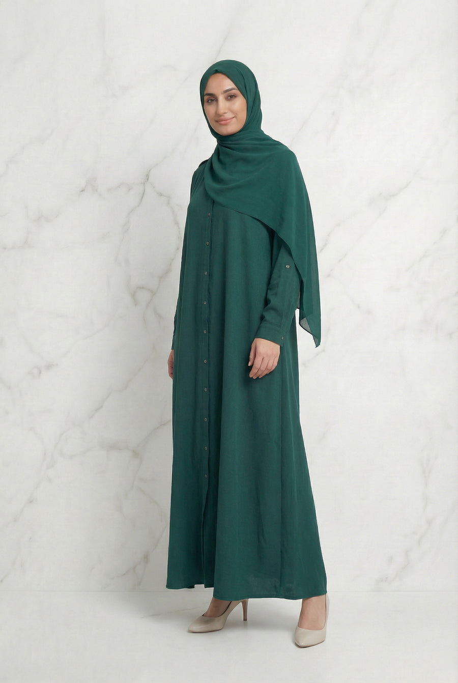 Buttoned Down Abaya Green 28A