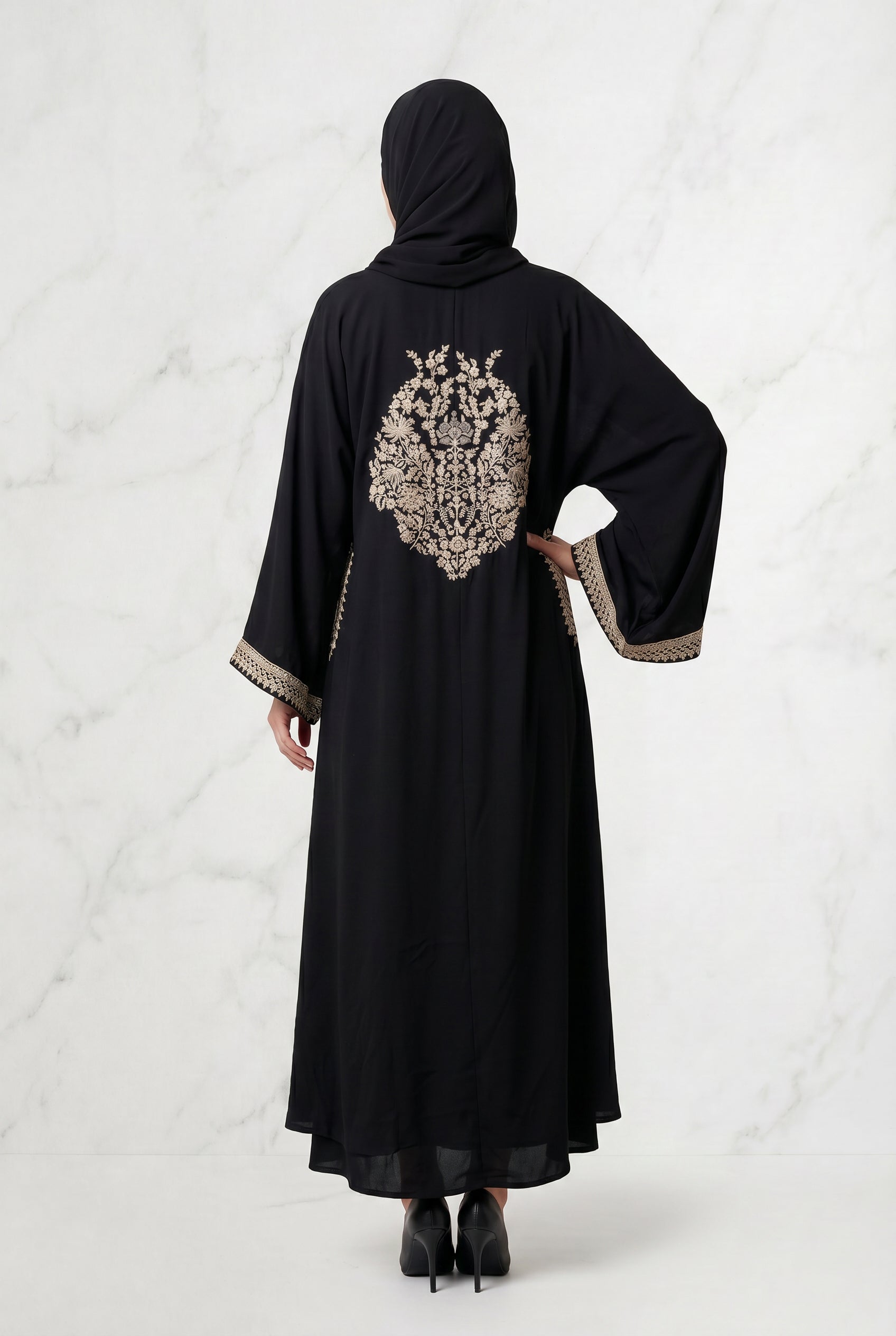 Noura Tassel Kimono Abaya Black 1116