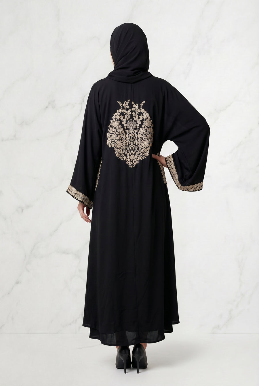 Noura Tassel Kimono Abaya Black 1116