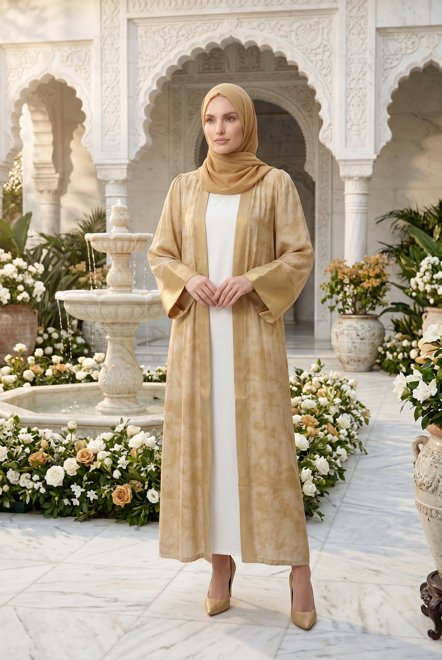 Sahara Kimono Abaya Golden 1126