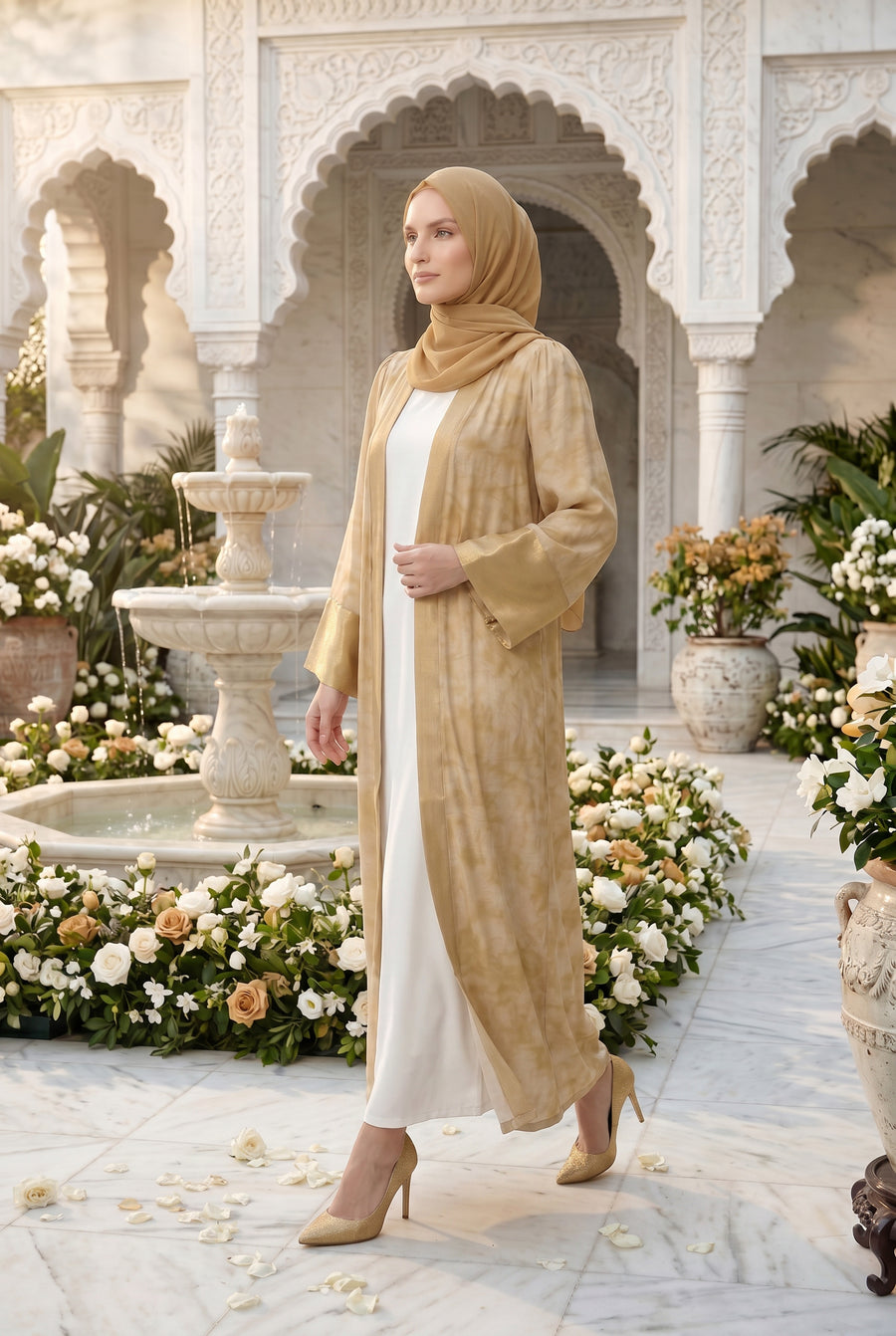 Sahara Kimono Abaya Golden 1126