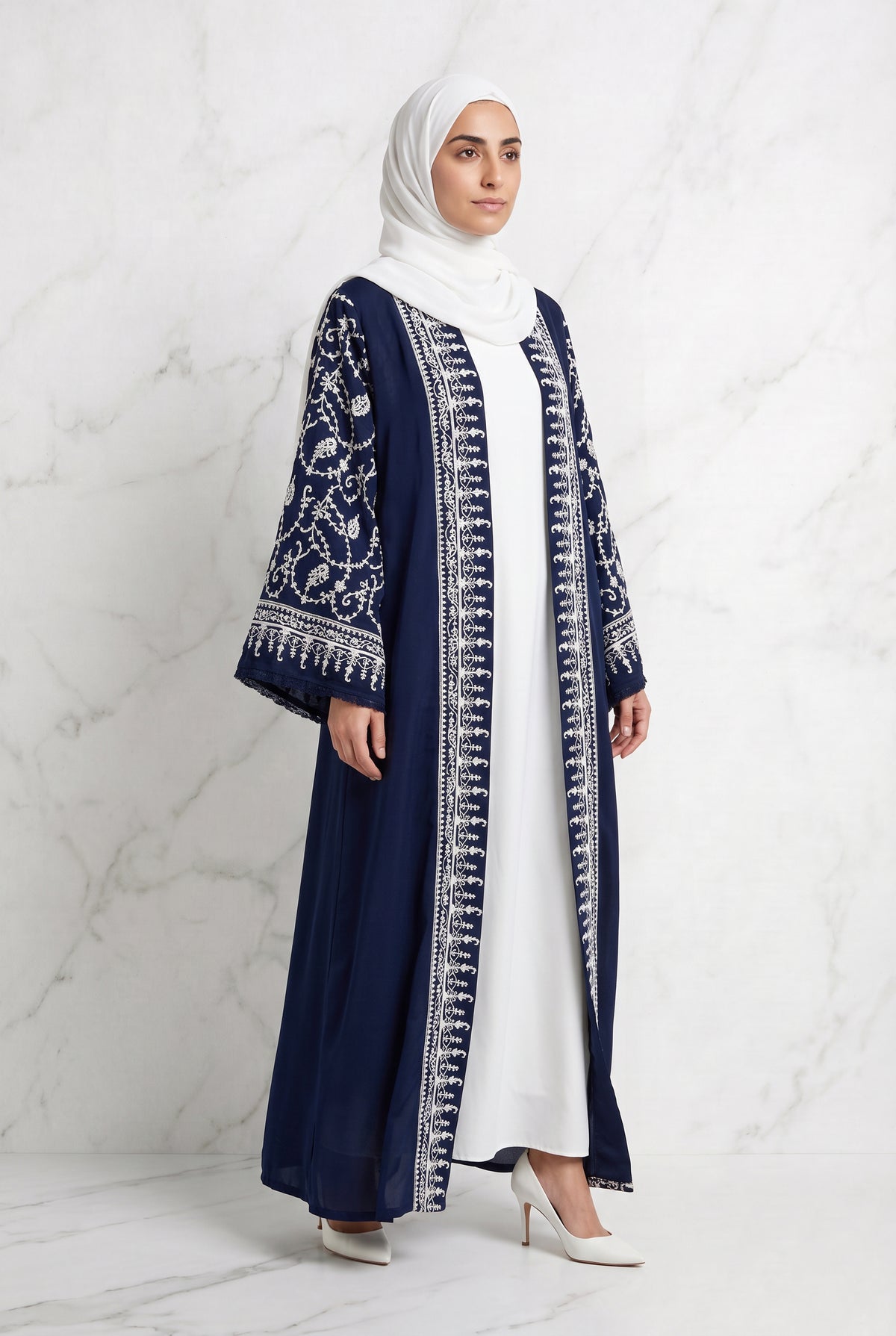 Floral Embroidered Kimono Dark Navy 903