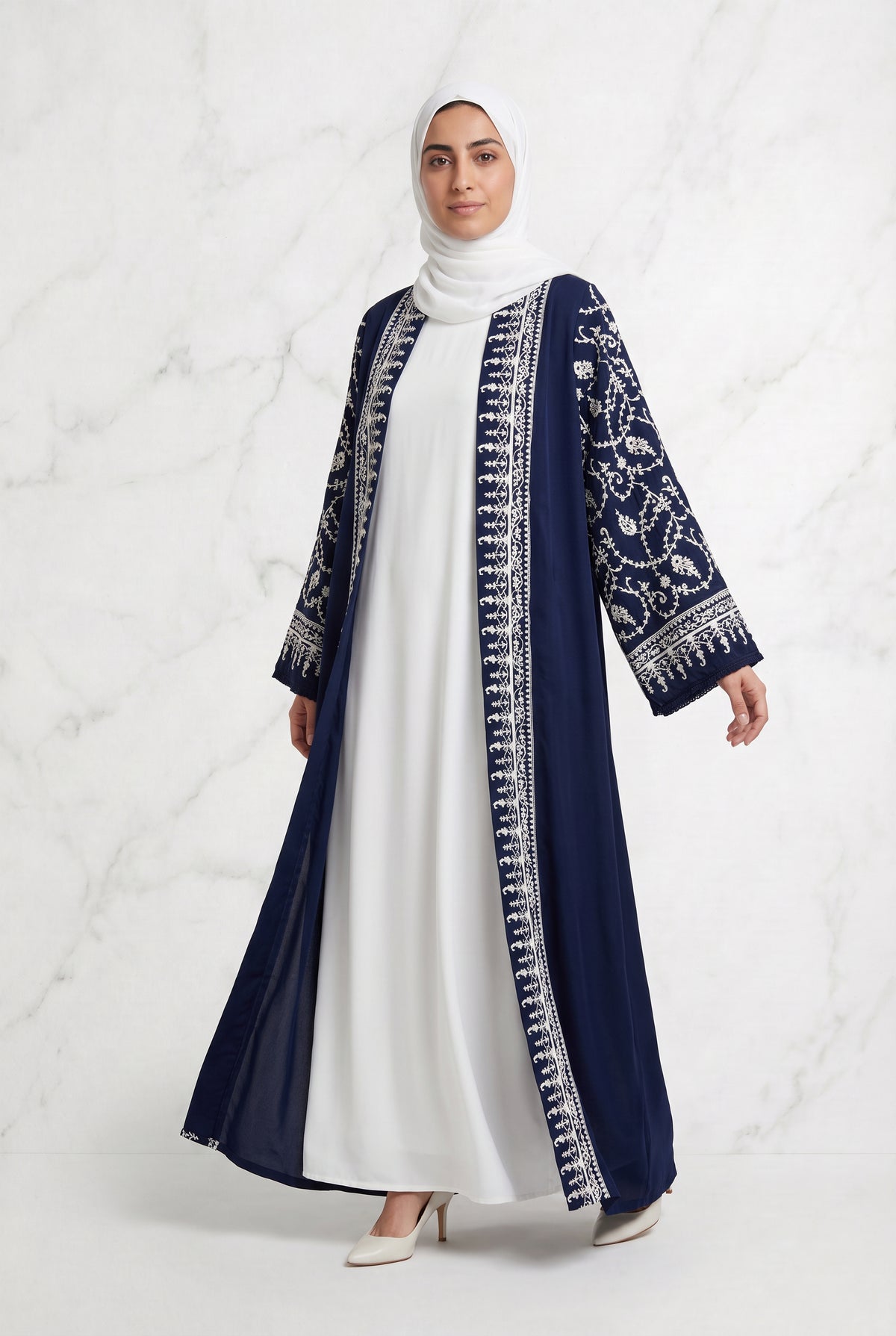 Floral Embroidered Kimono Dark Navy 903