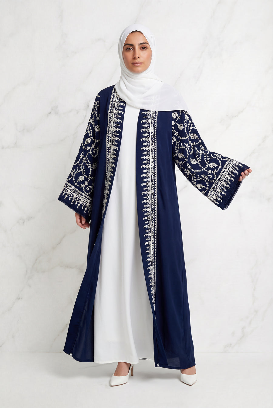Floral Embroidered Kimono Dark Navy 903