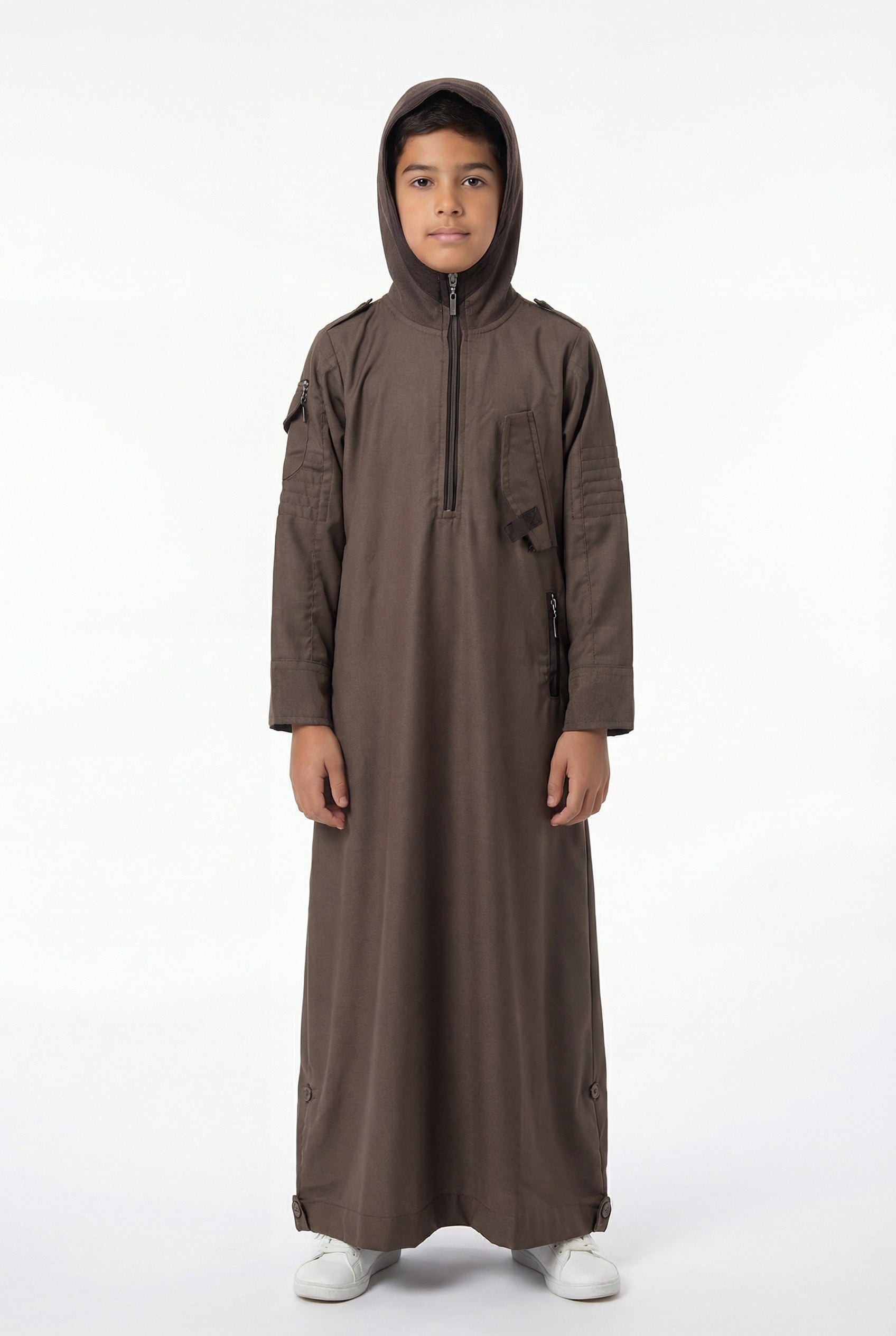 Boys Hooded Thobe Brown ASB 055 Col 2