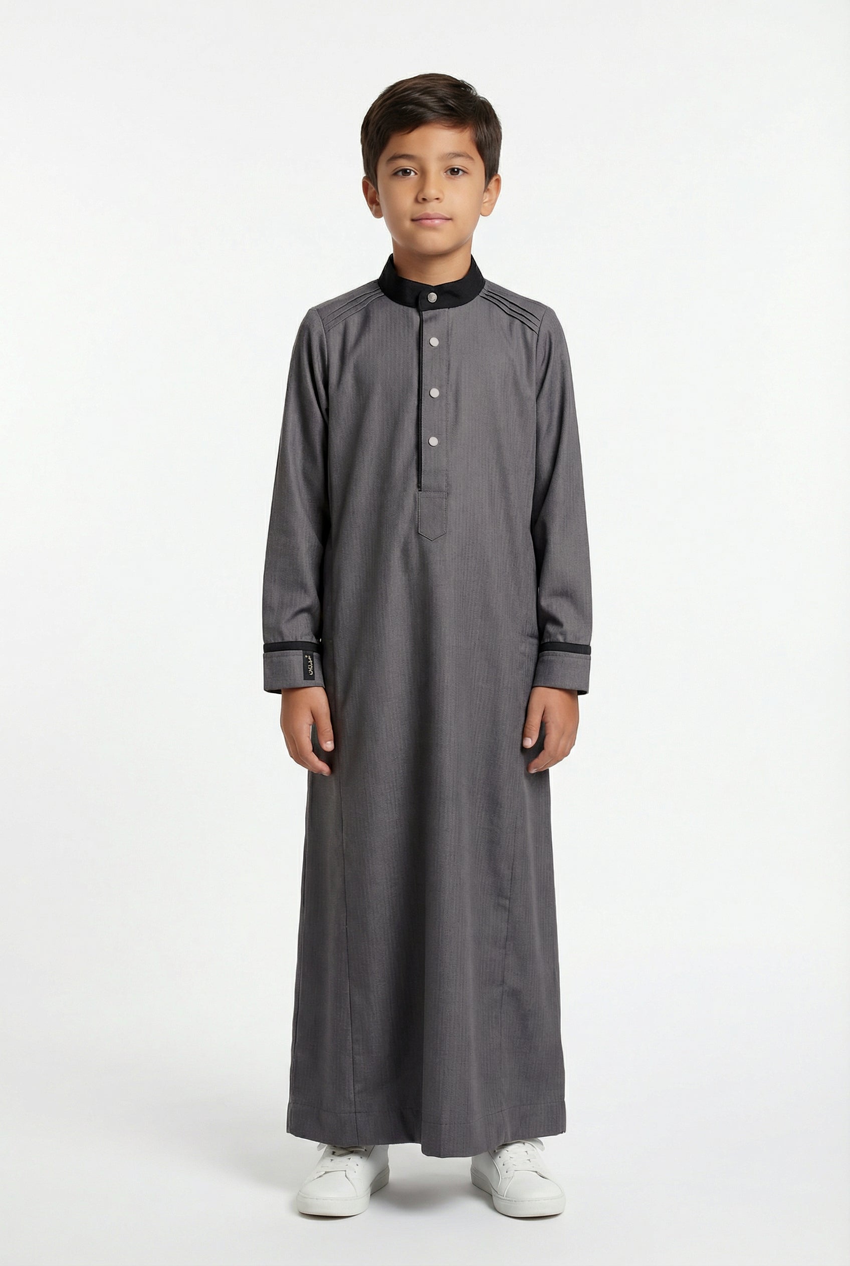 Boys Collared Thobe Charcoal Grey 514 Col 5