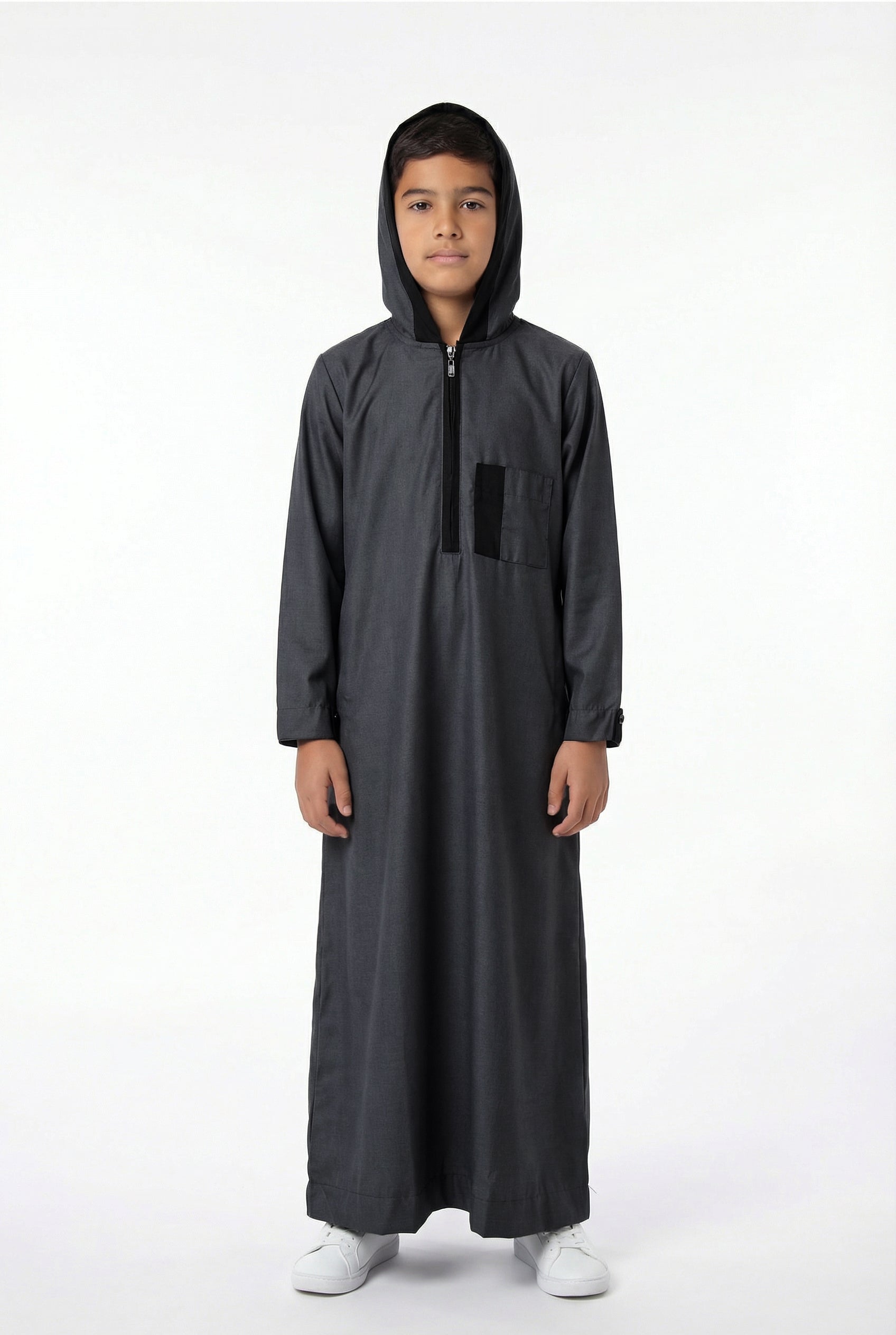 Boys Hooded Thobe Grey 526 Col 6