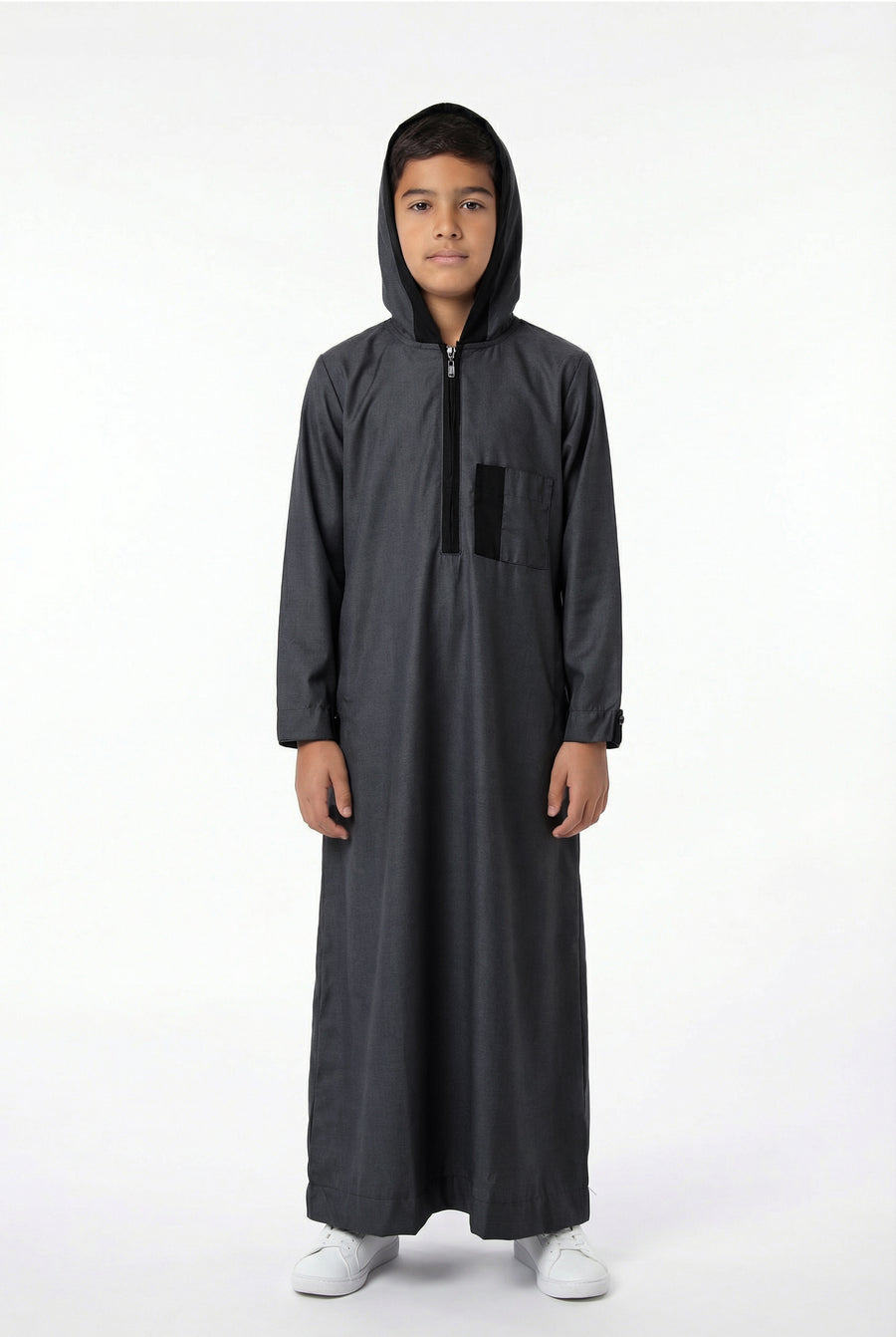 Boys Hooded Thobe Grey 526 Col 6