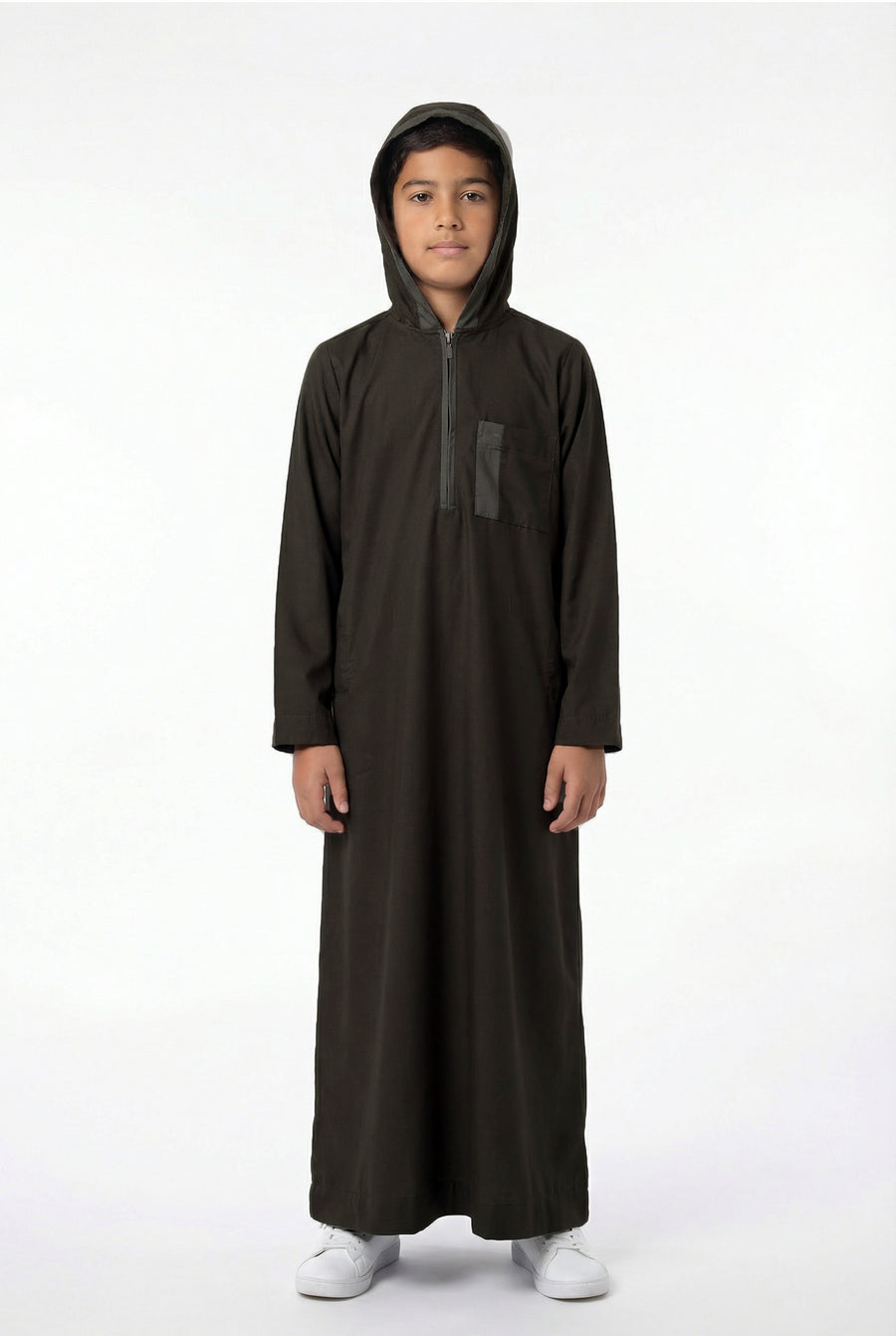 Boys Hooded Thobe Chocolate 526 Col 7