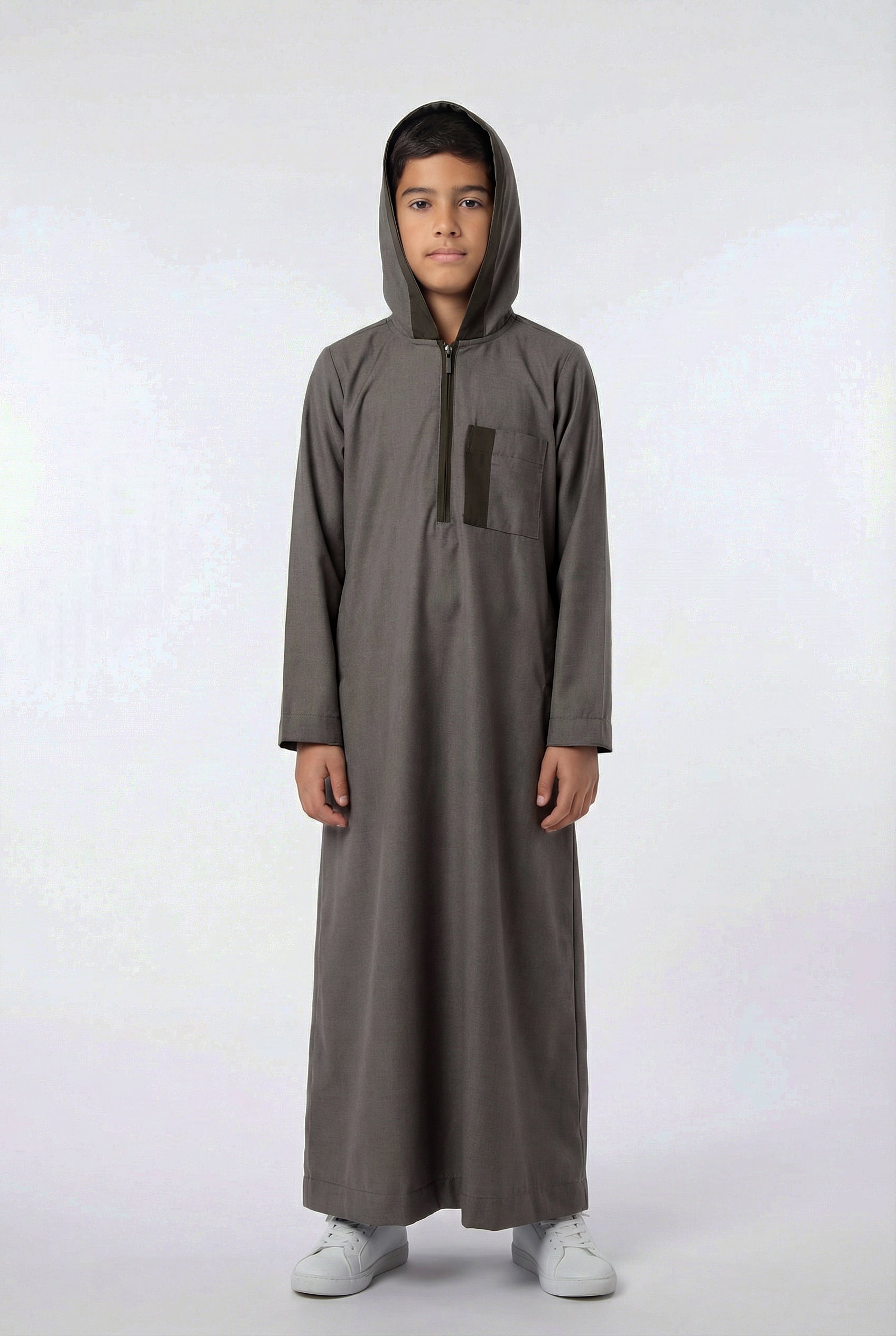 Boys Hooded Thobe Brown 526 Col 8