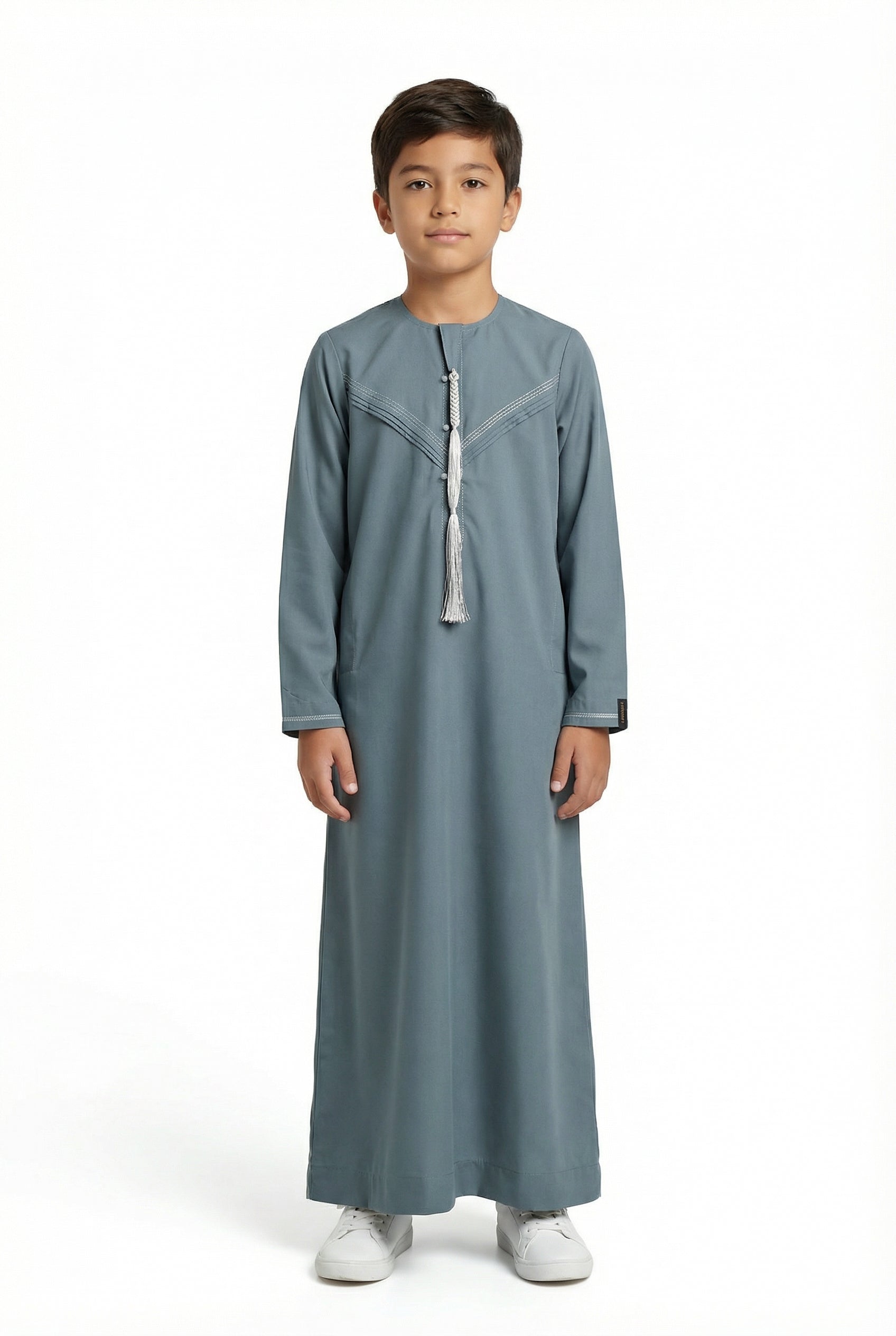 Boys Omani Tassaled Thobe Light Grey 923 Col 3