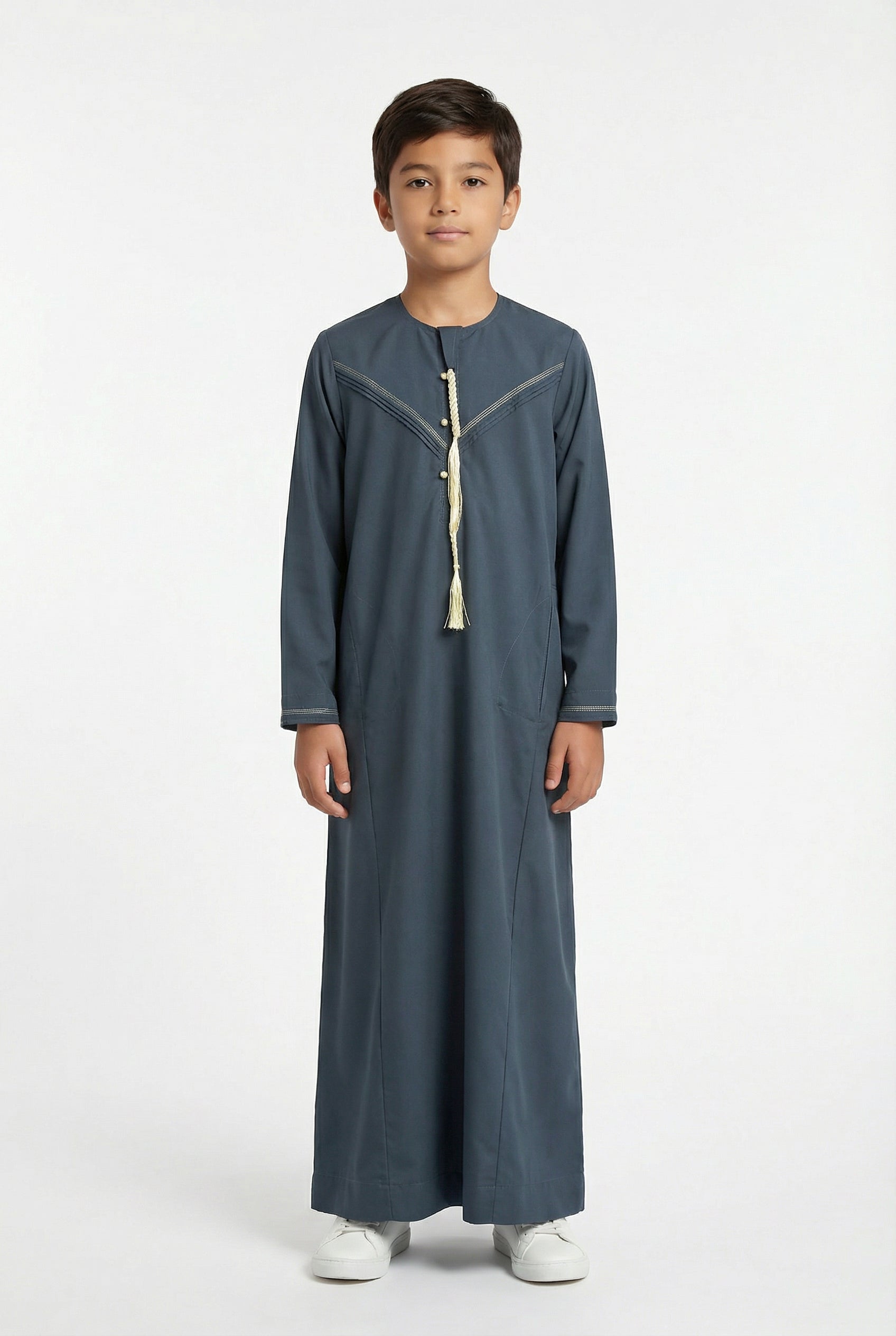 Boys Omani Tassaled Thobe Deep Slate Blue 923 Col 4
