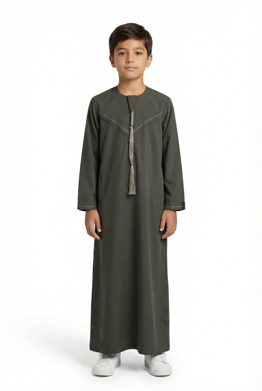 Boys Omani Tassaled Thobe Olive 923 Col 5