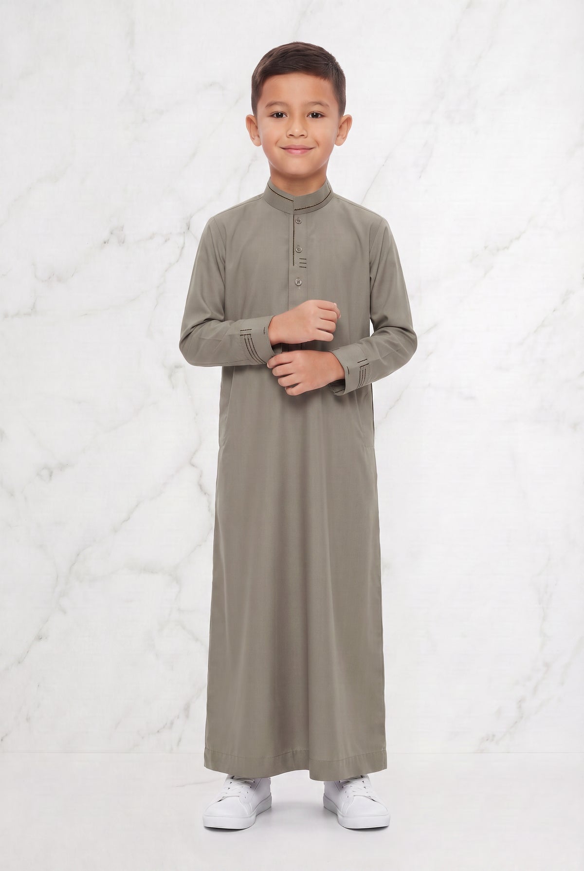 Boys Collared Thobe Grey 956 Col 01
