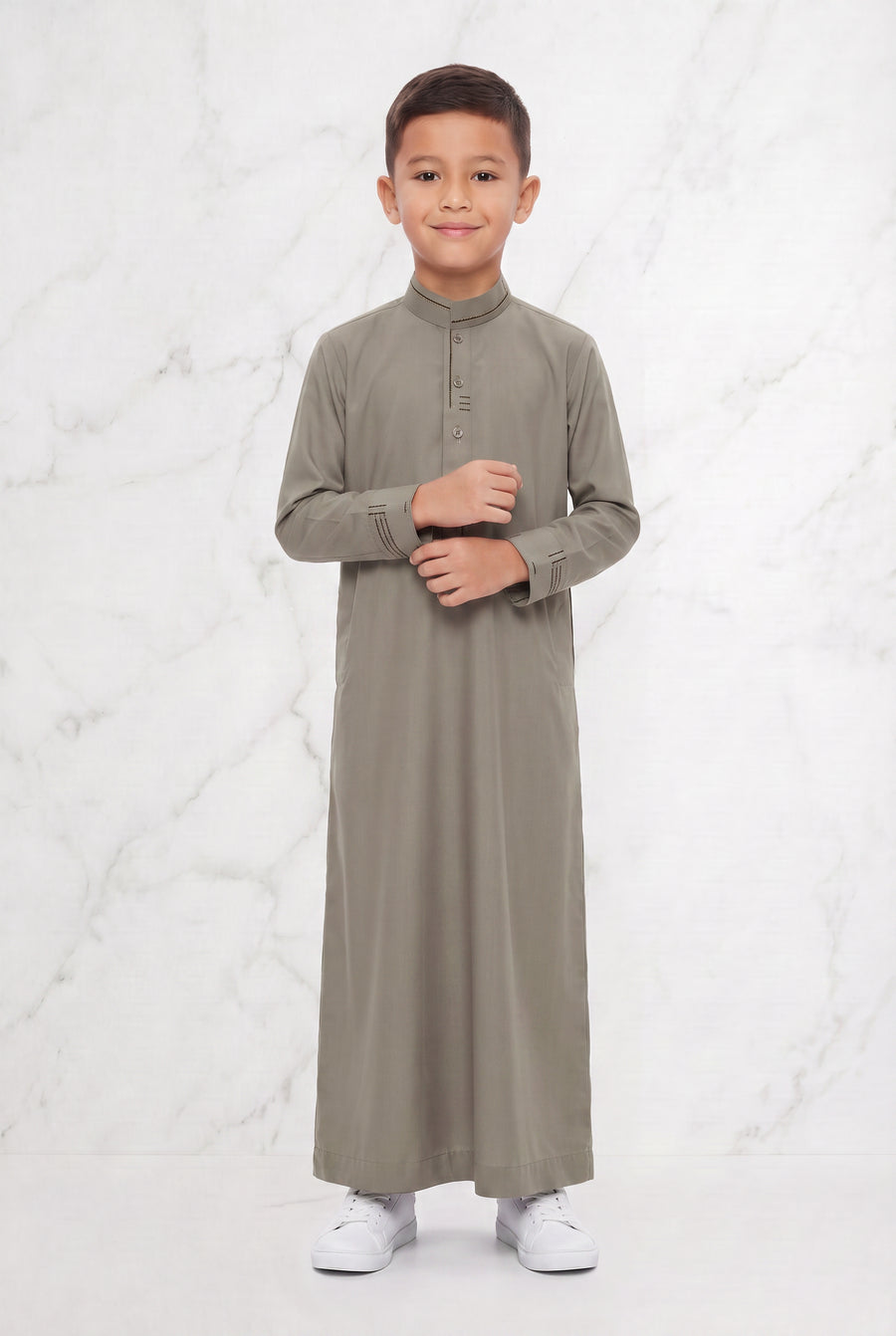 Boys Collared Thobe Grey 956 Col 01
