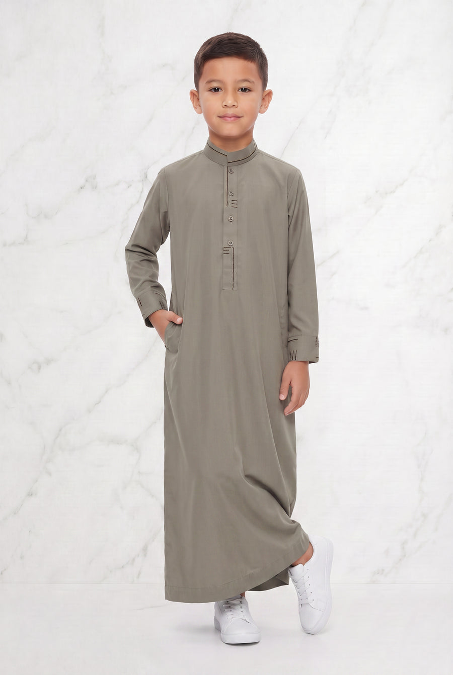 Boys Collared Thobe Grey 956 Col 01