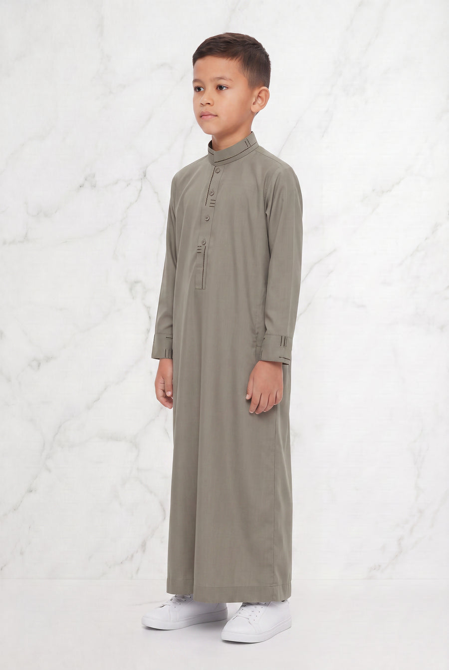 Boys Collared Thobe Grey 956 Col 01