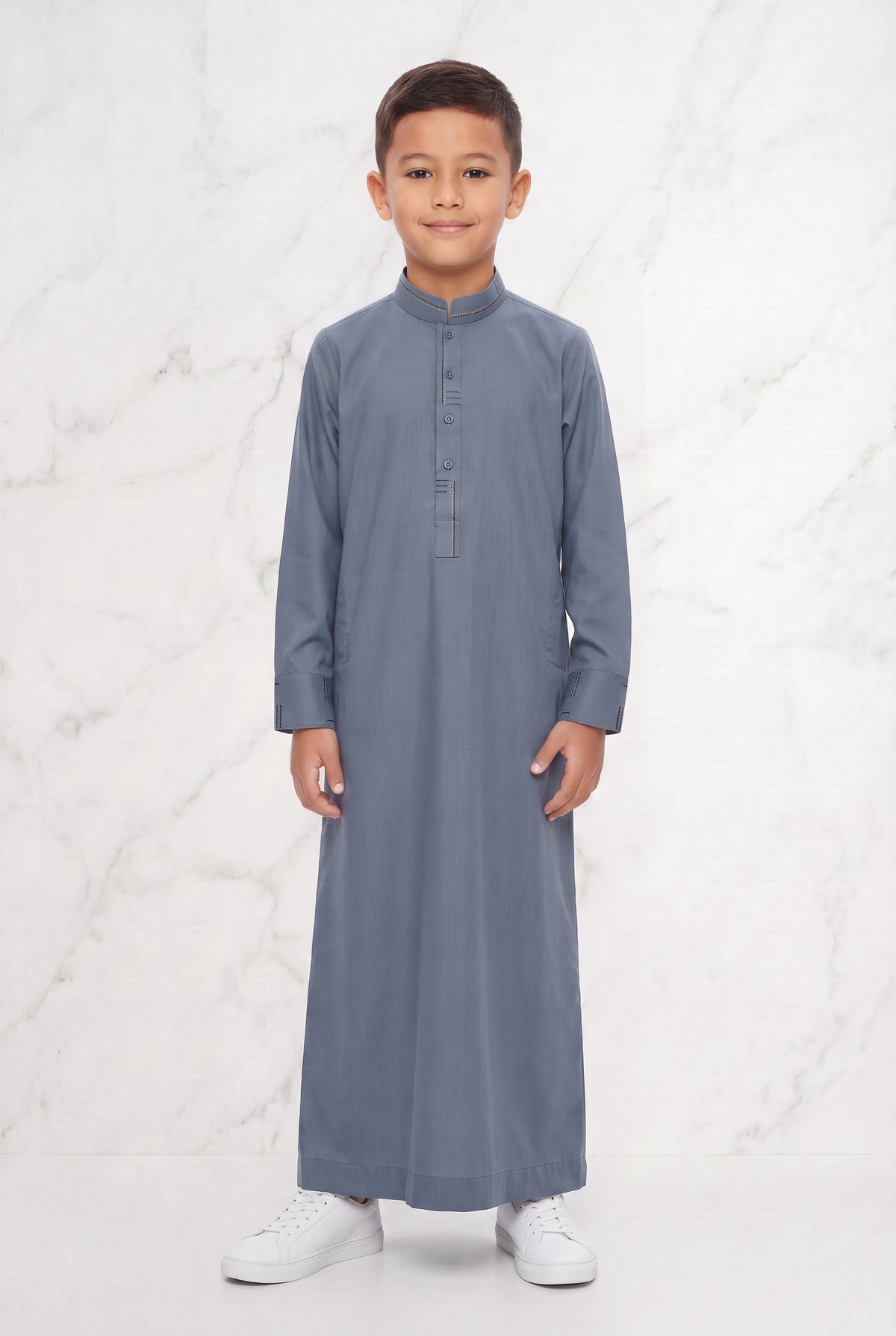 Boys Collared Thobe Blue 956 Col 04