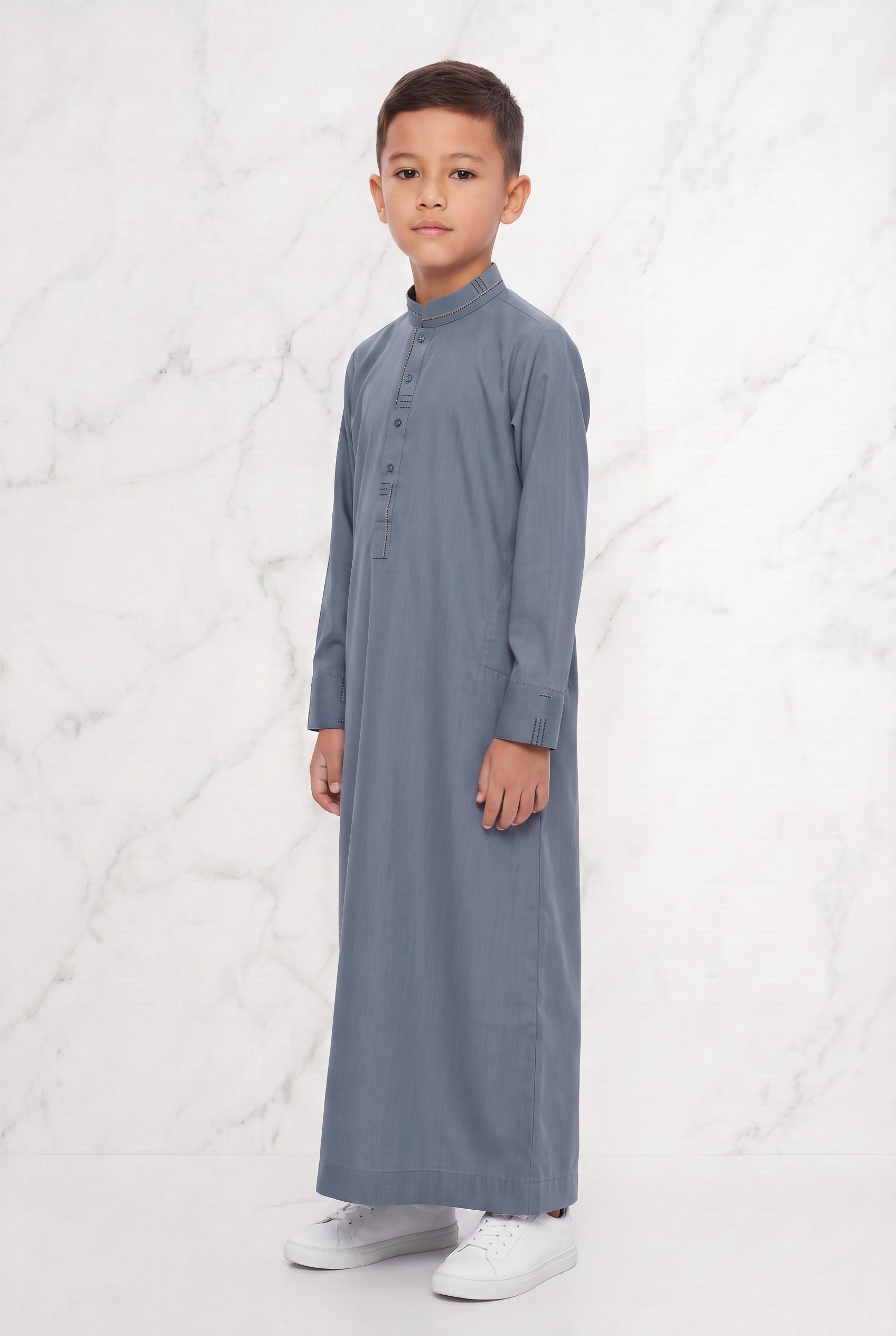 Boys Collared Thobe Blue 956 Col 04