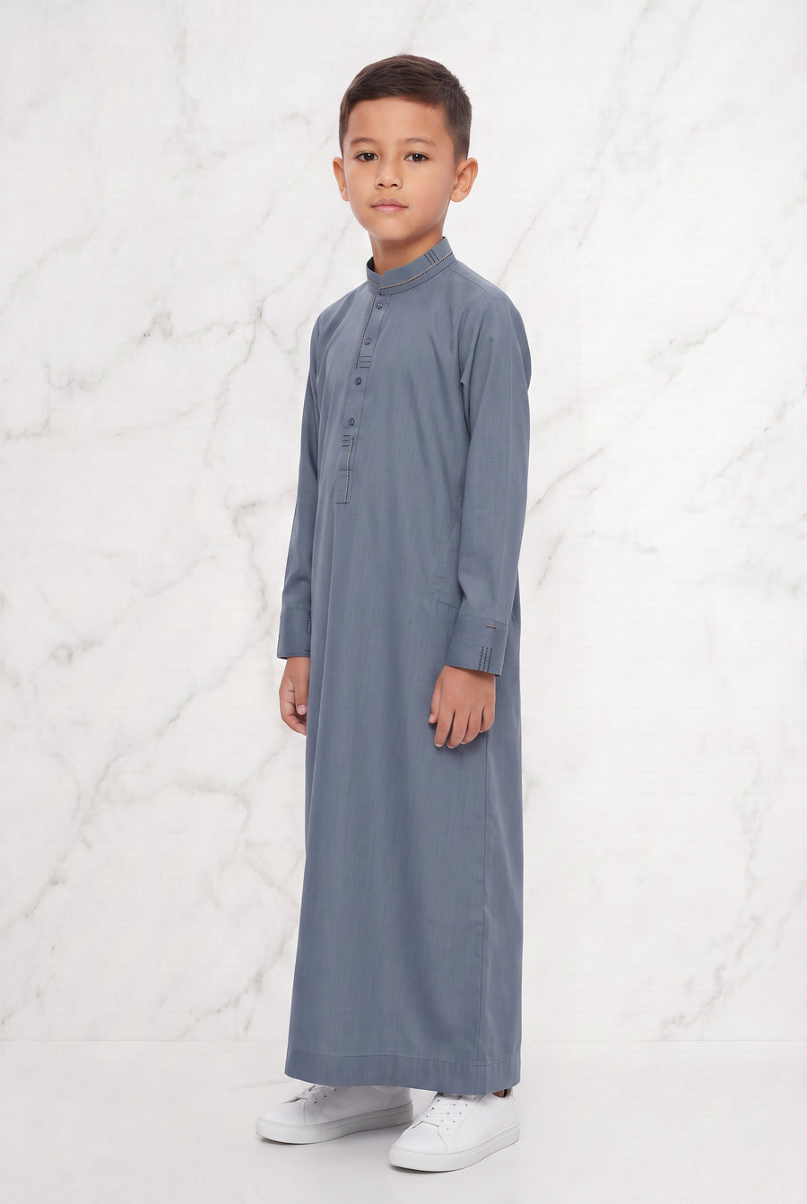 Boys Collared Thobe Blue 956 Col 04