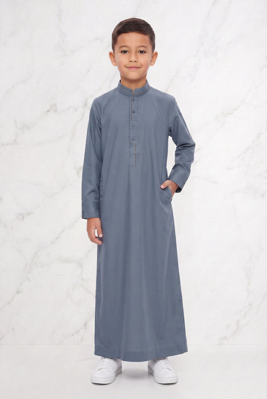 Boys Collared Thobe Blue 956 Col 04