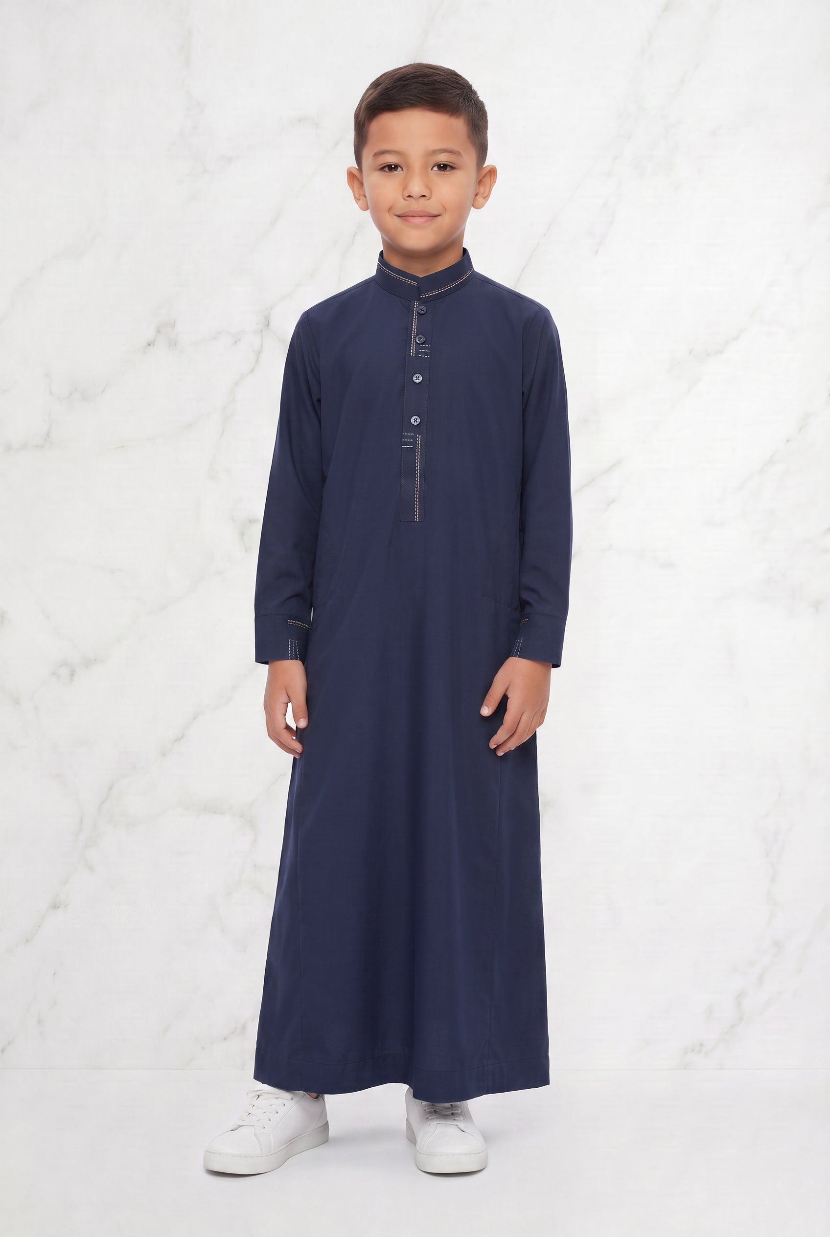 Boys Collared Thobe Navy 956 Col 02