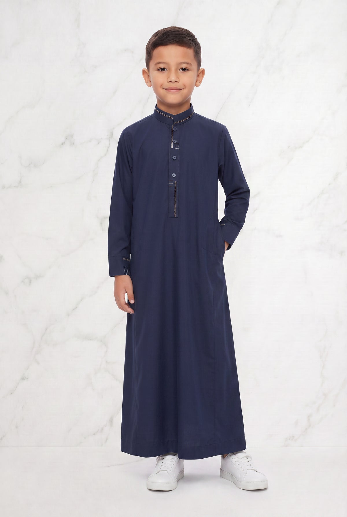 Boys Collared Thobe Navy 956 Col 02